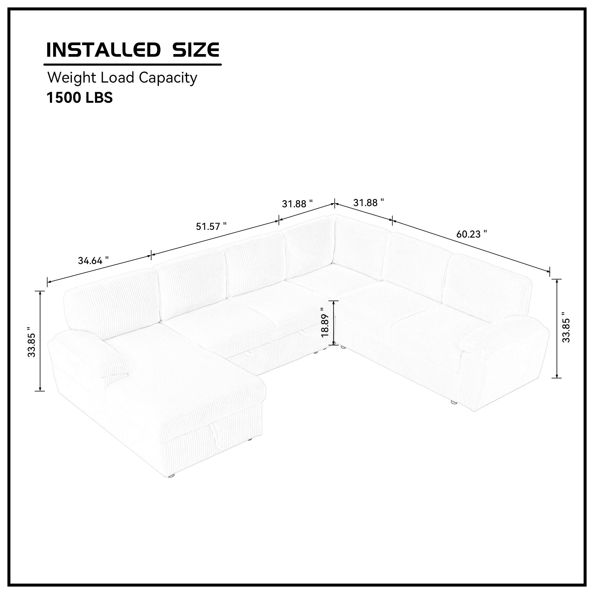 Oversized Modular Storage Sectional Sofa Couch for Living Room