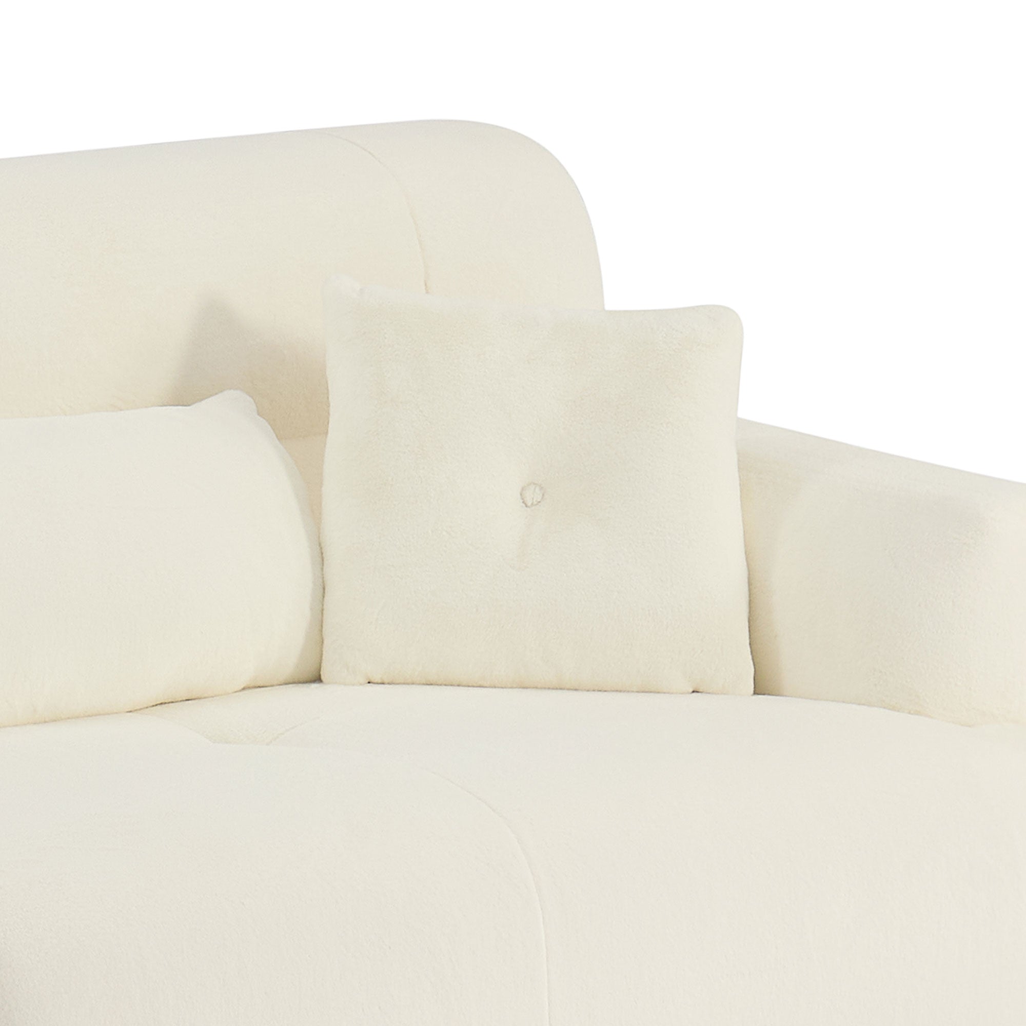 111.81'' Soft Thick Fuzzy Faux Rabbit Fur Couch Sofa