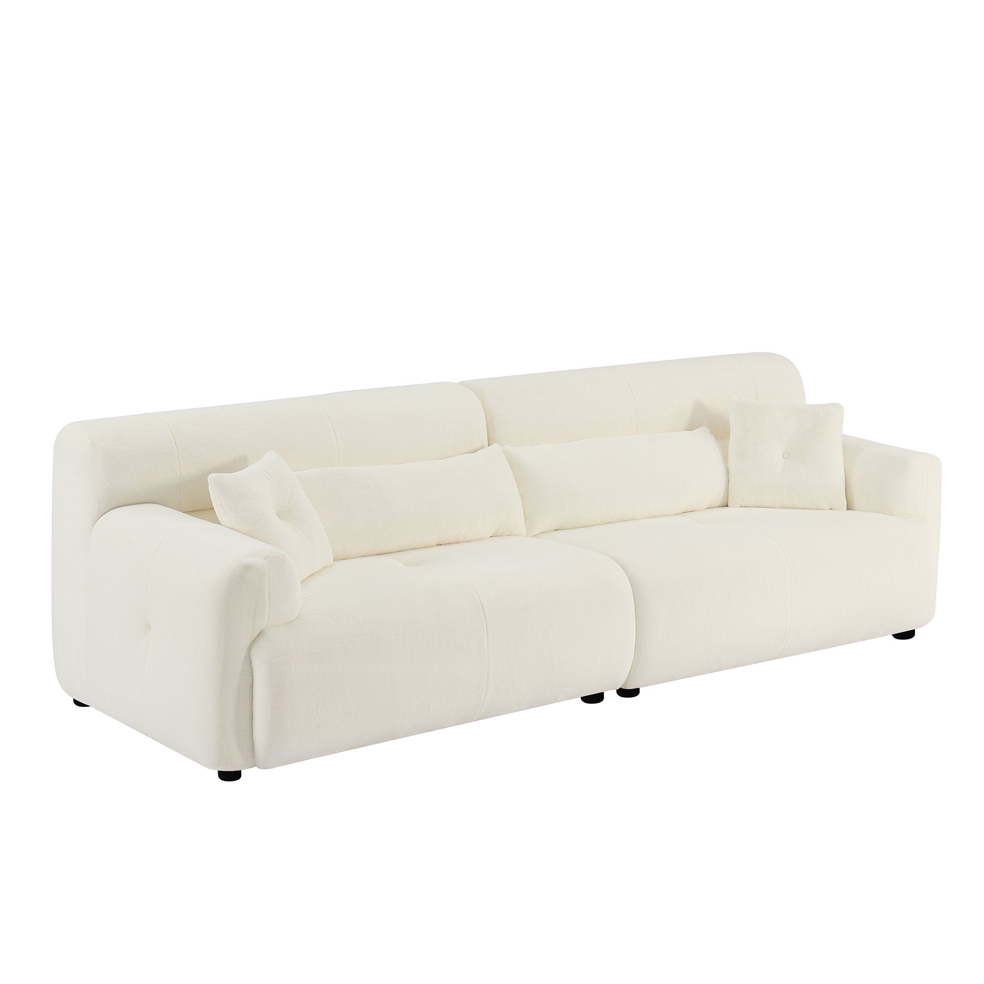 111.81'' Soft Thick Fuzzy Faux Rabbit Fur Couch Sofa