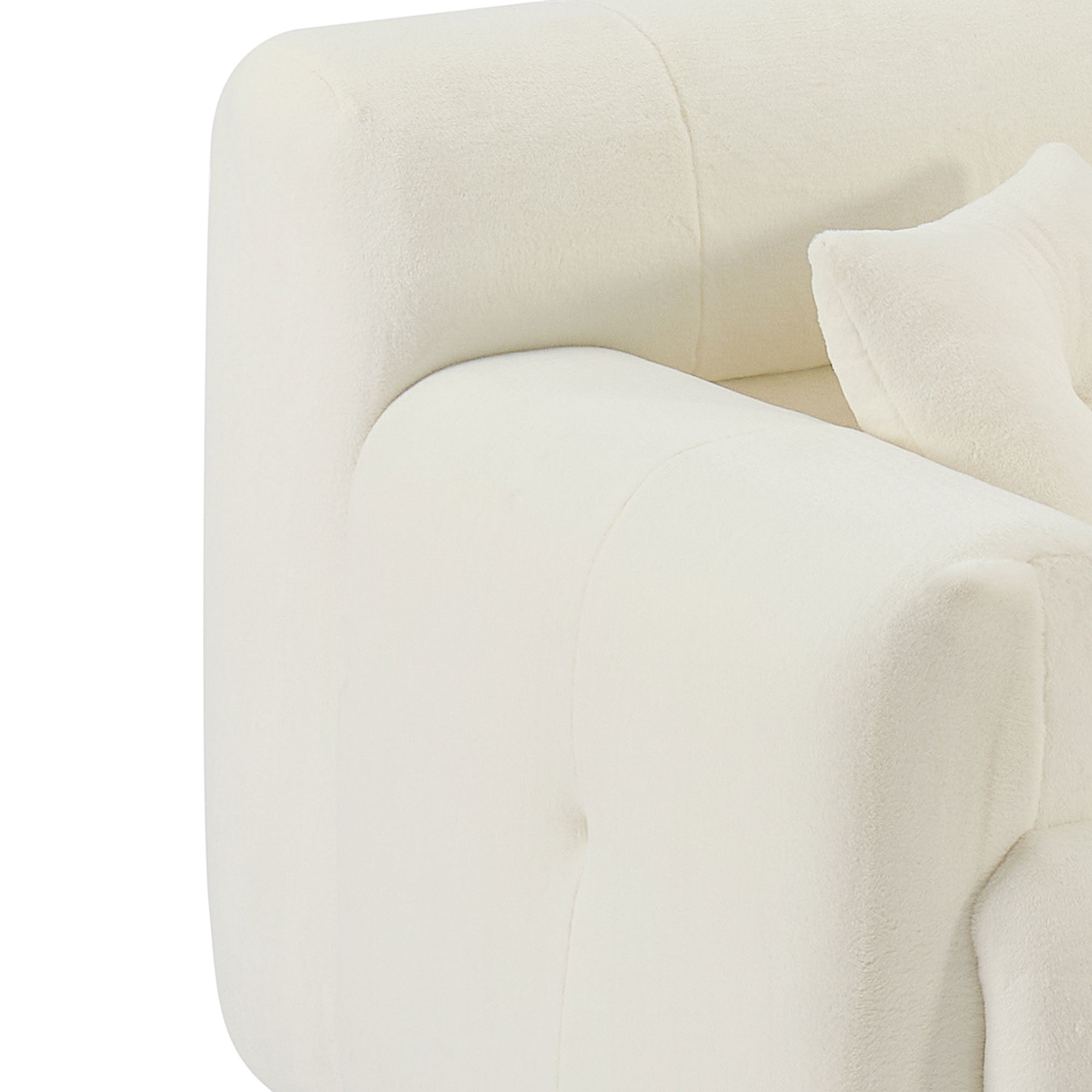 111.81'' Soft Thick Fuzzy Faux Rabbit Fur Couch Sofa