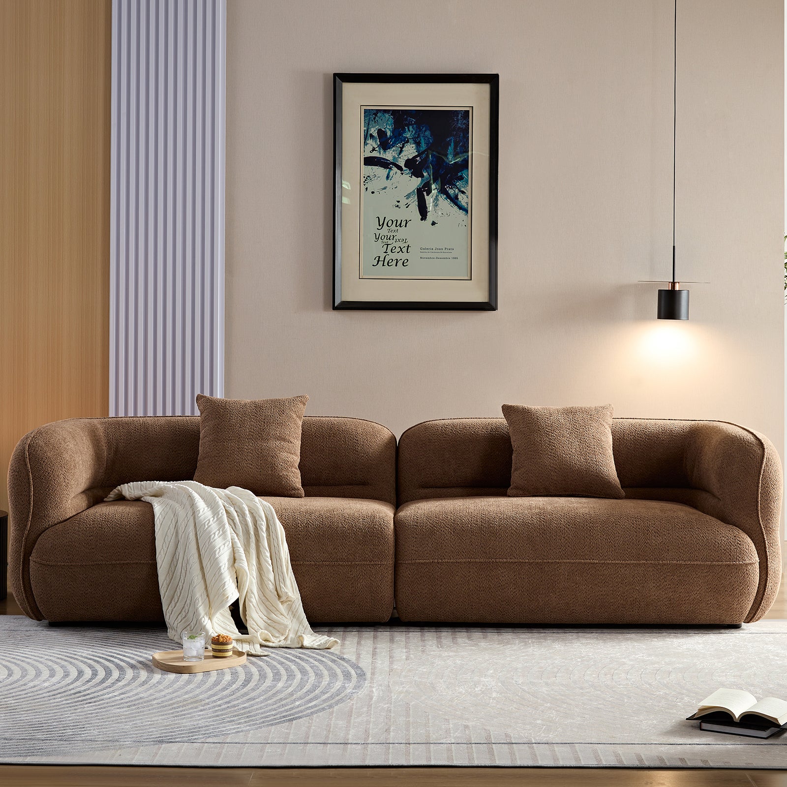 White Sectional Sofa: Durable Fabric, Solid Wood Frame - Ideal for Living Room