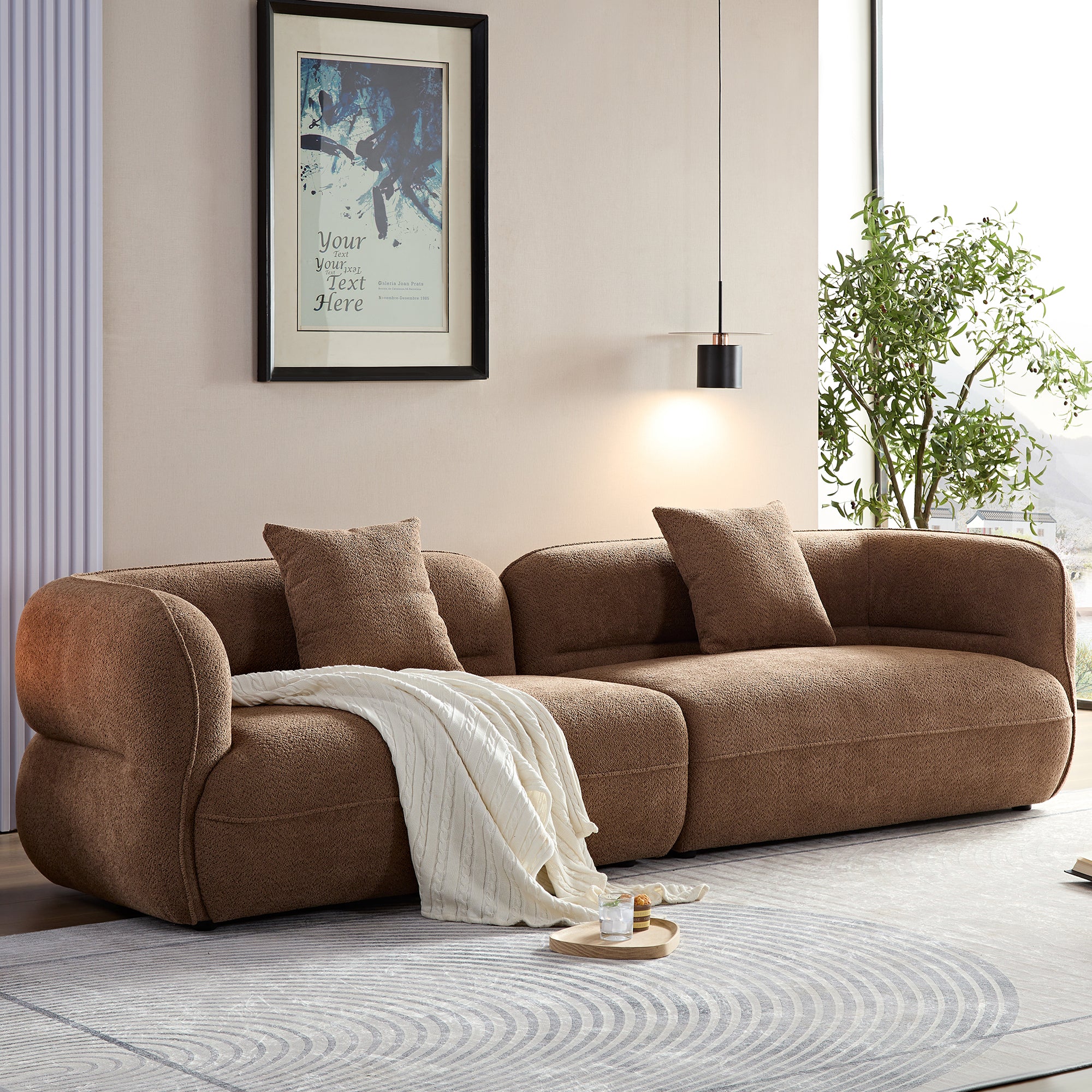 White Sectional Sofa: Durable Fabric, Solid Wood Frame - Ideal for Living Room