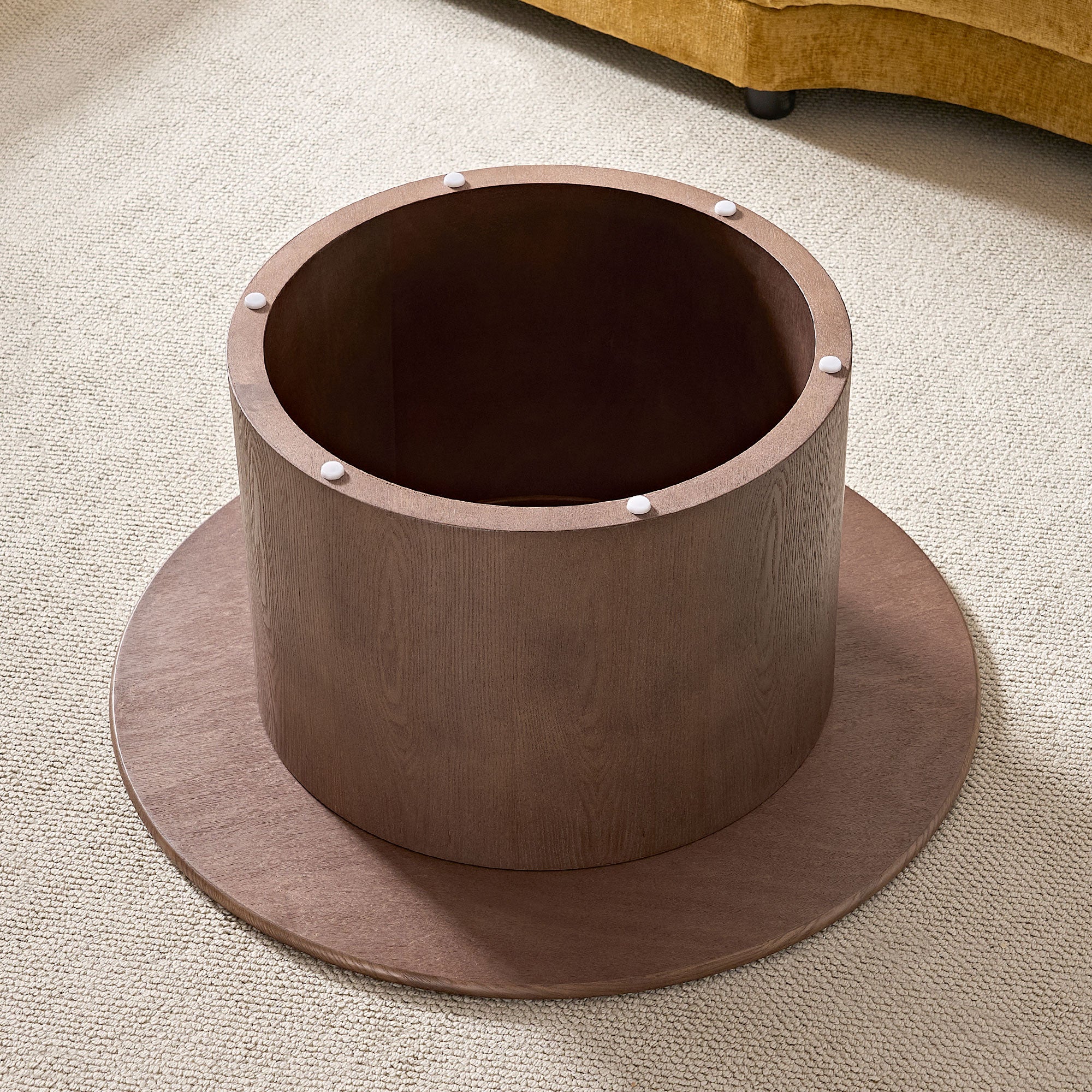 MDF Round Coffee Table Set of 2 | Nesting Tables – Walnut/Black, Mid-Century Modern, Space-Saving for Living Room