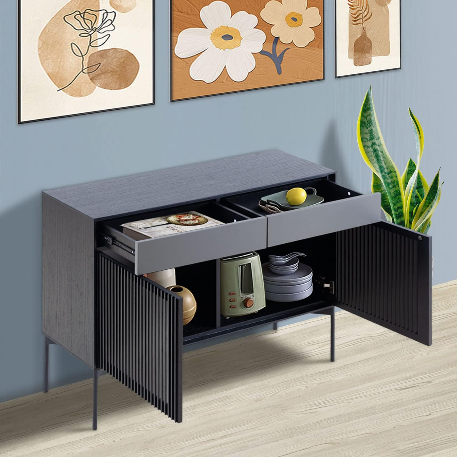 Mid Century Sideboard Cabinet Buffet Table Kitchen Storage Cabinet Coffee Bar Cabinet for Home Kitchen