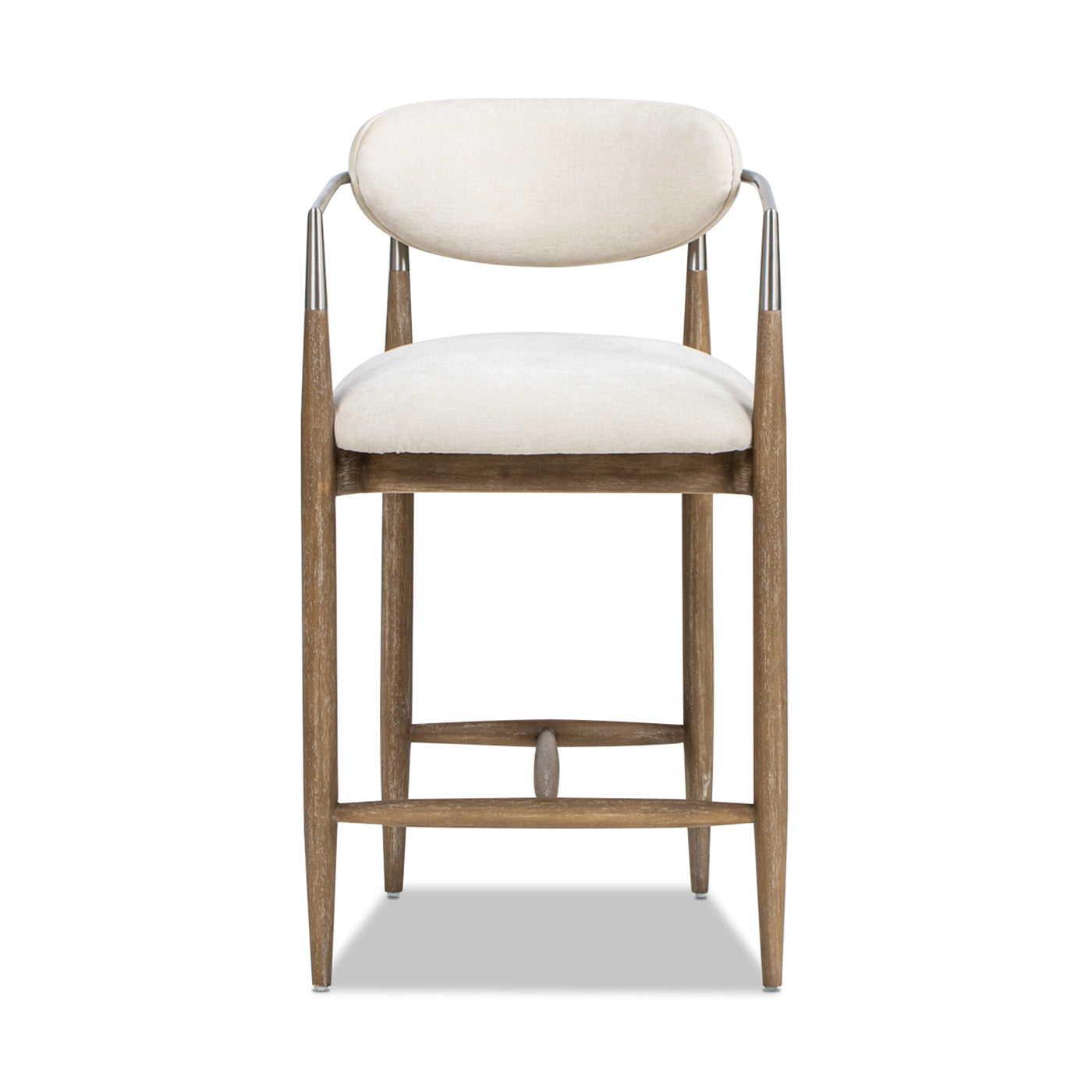 Upholstered Dining Arm Chair, Warm White Chenille/Counter Stool