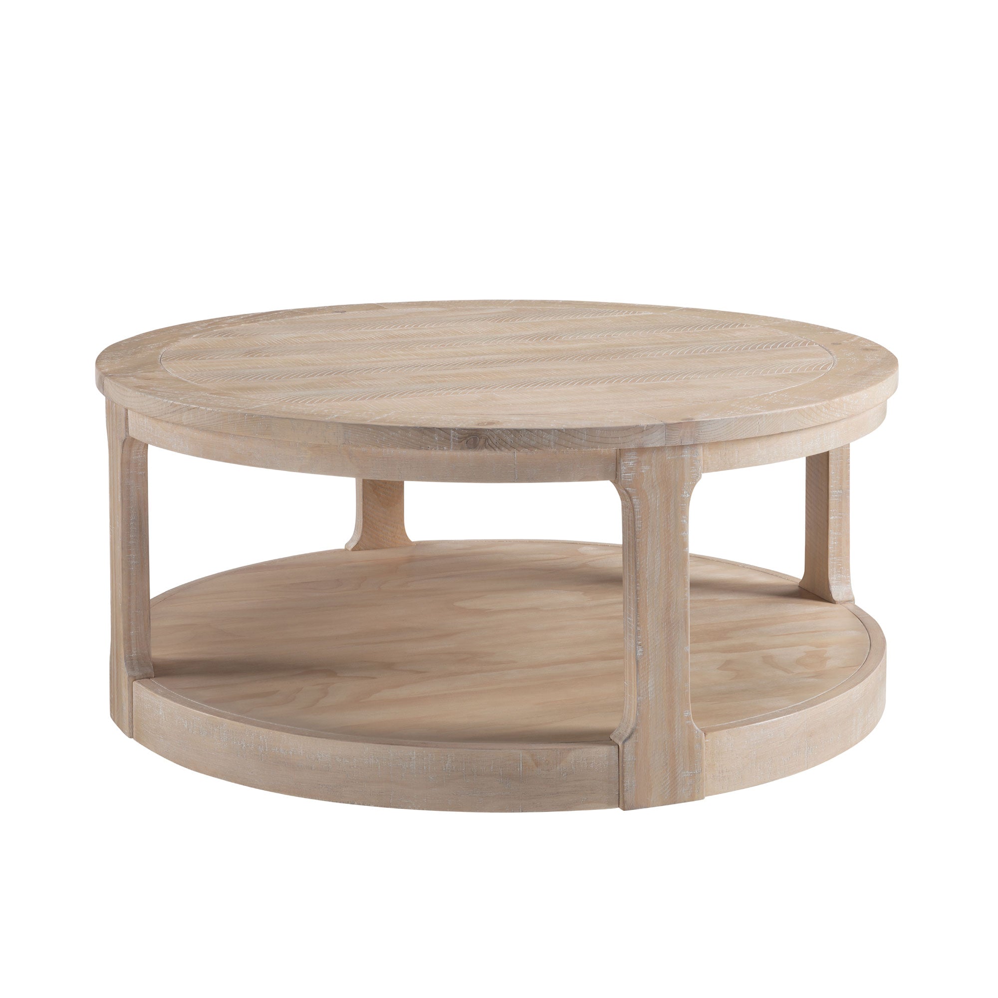 40 - inch 2 - Tier Traditional Round Wooden Coffee Table with Wheels