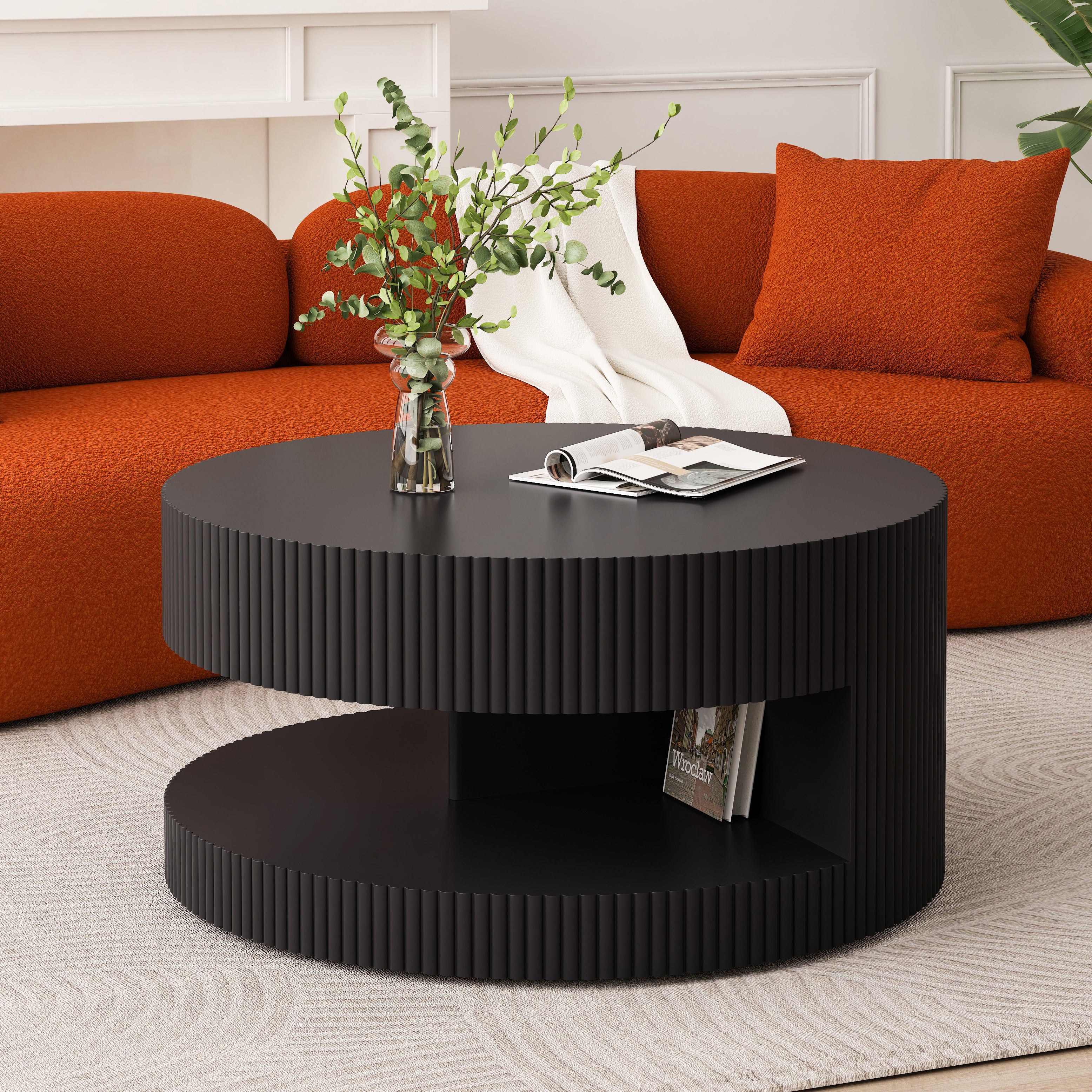 Living Room Coffee Table - 31.5'', Round with Storage