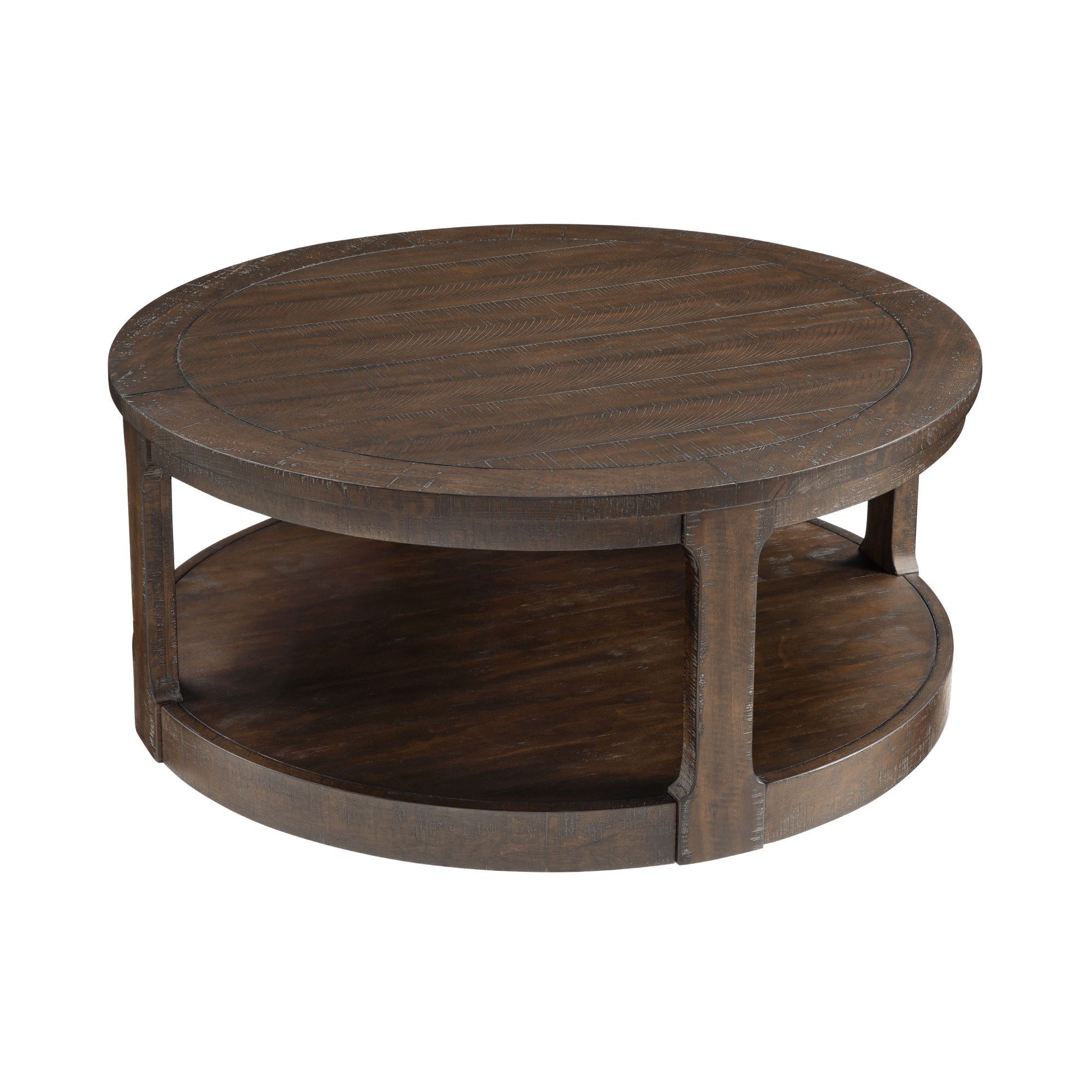 40 - inch 2 - Tier Traditional Round Wooden Coffee Table with Wheels