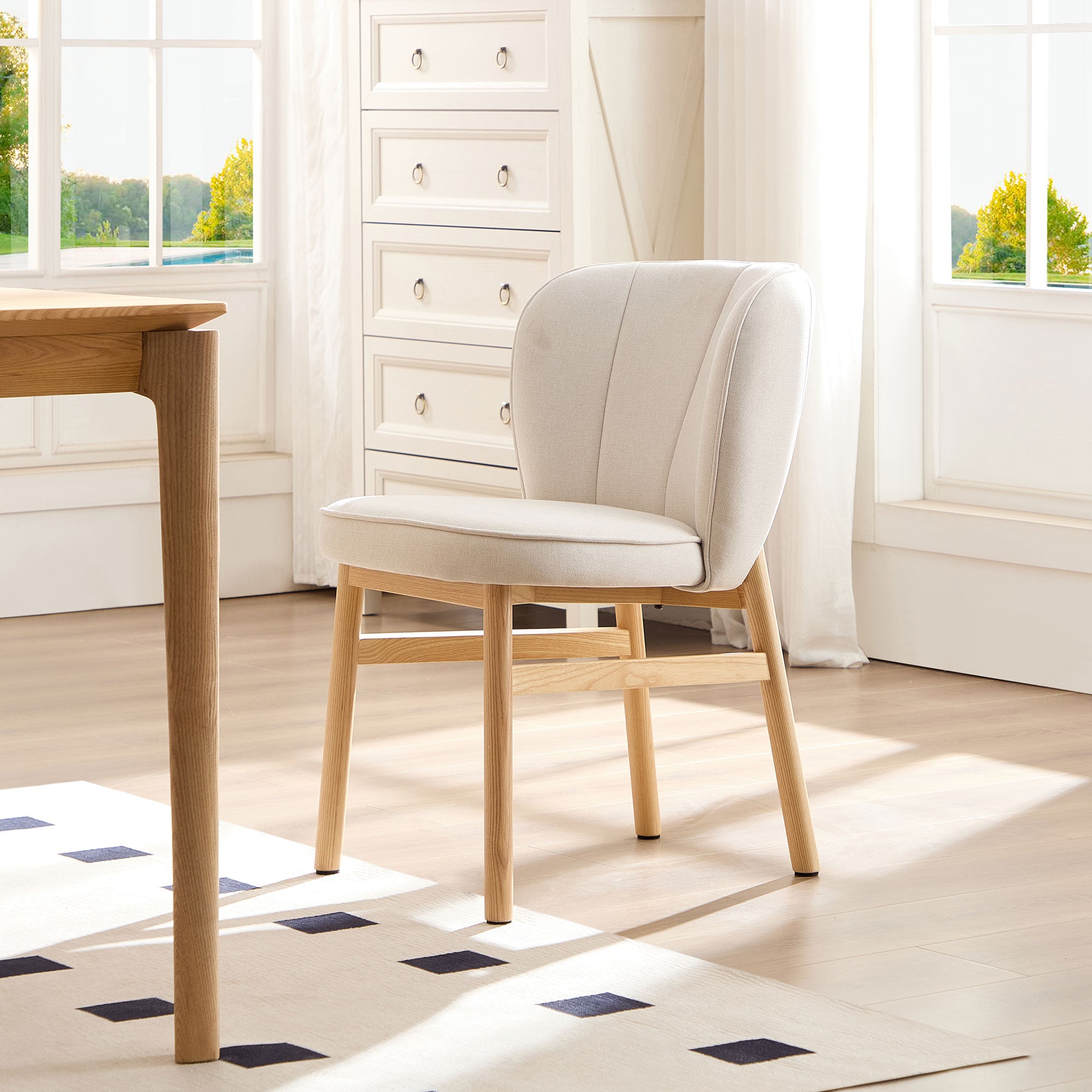 Ash Wood - Framed Shell Dining Chairs (Set of 2): Upholstered Elegance 2 Color