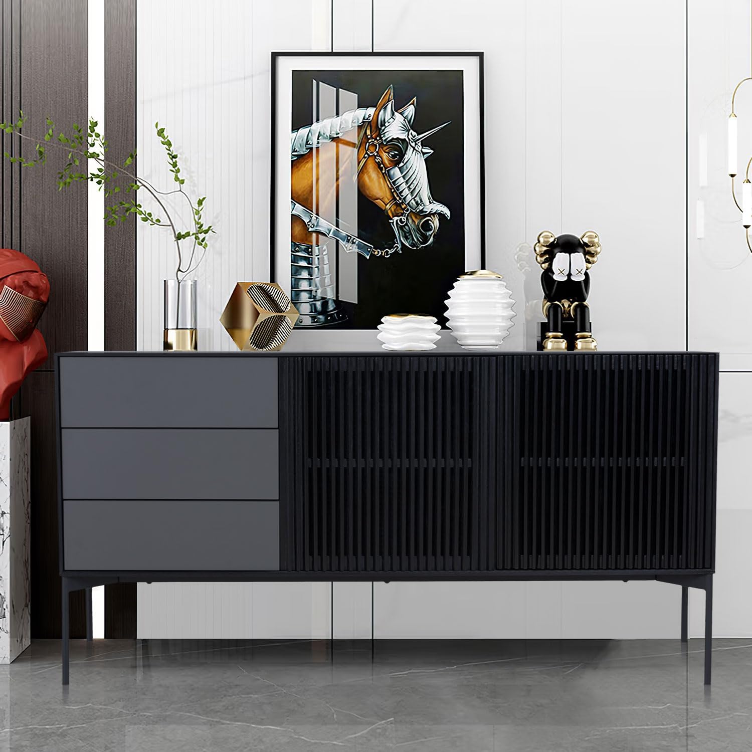 Mid Century Sideboard Cabinet Buffet Table Kitchen Storage Cabinet Coffee Bar Cabinet for Home Kitchen