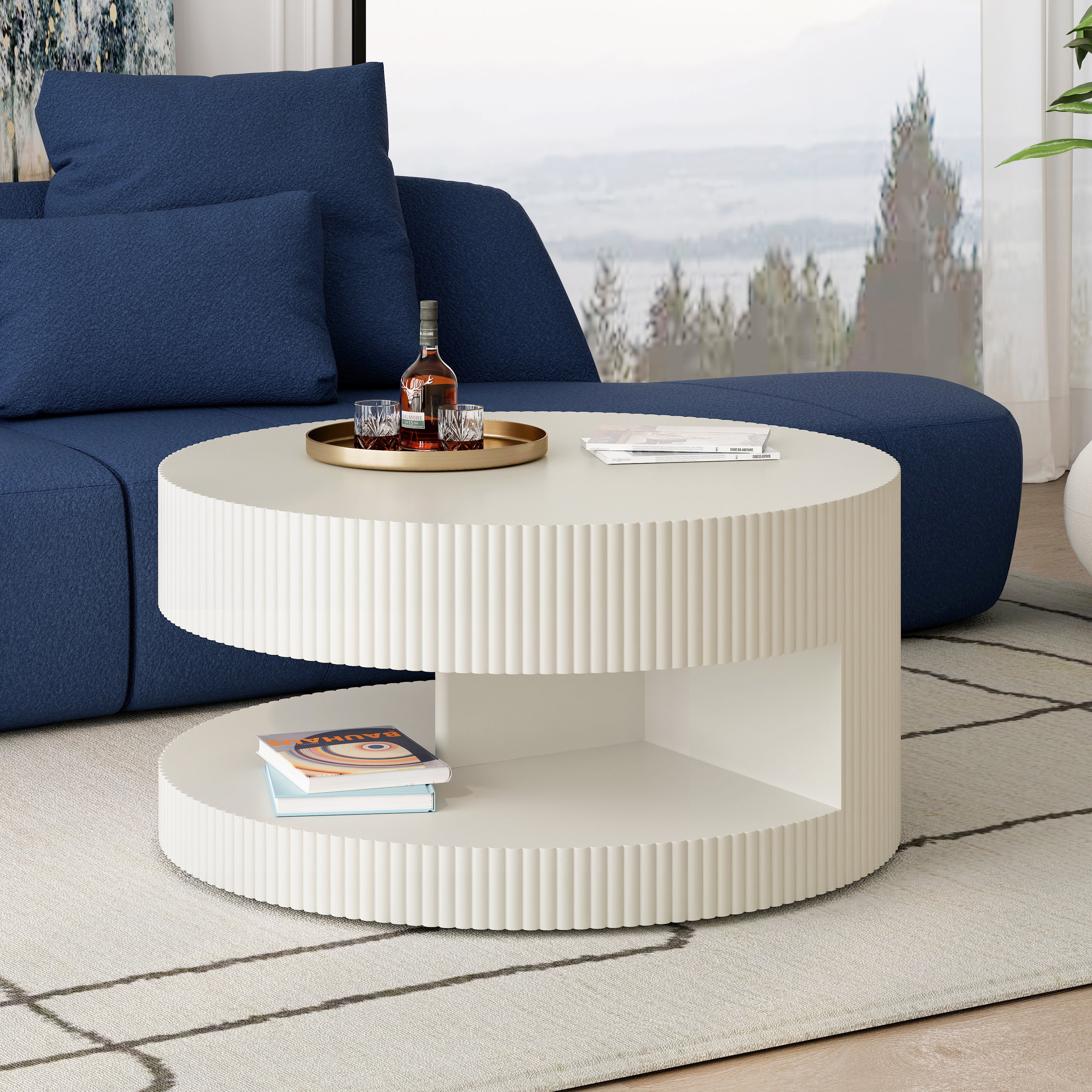 Living Room Coffee Table - 31.5'', Round with Storage