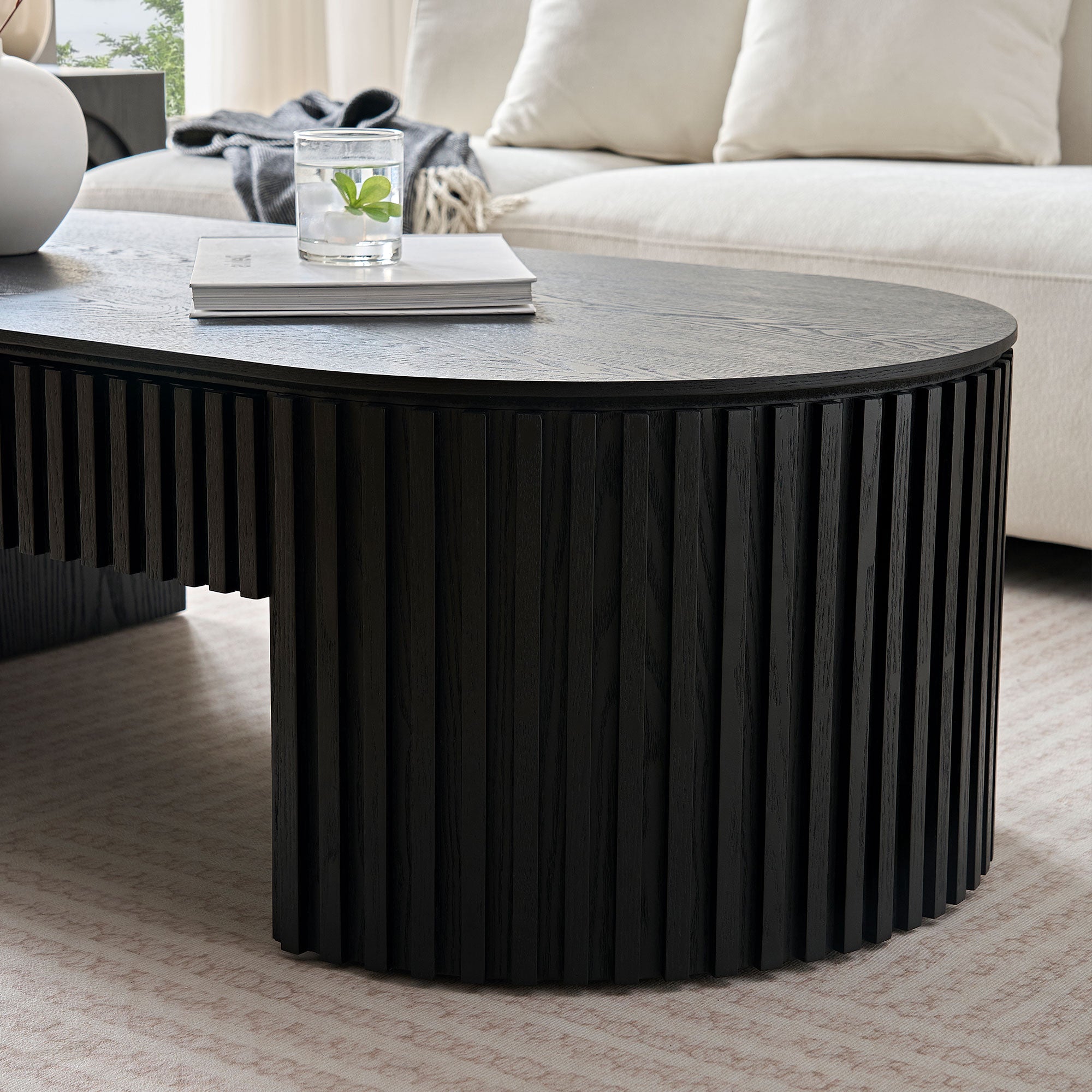 Oval Wood Coffee Table With Drawer Mid Century Modern Coffee Table Unique Coffee Table for Living Room Furniture, Tea Table