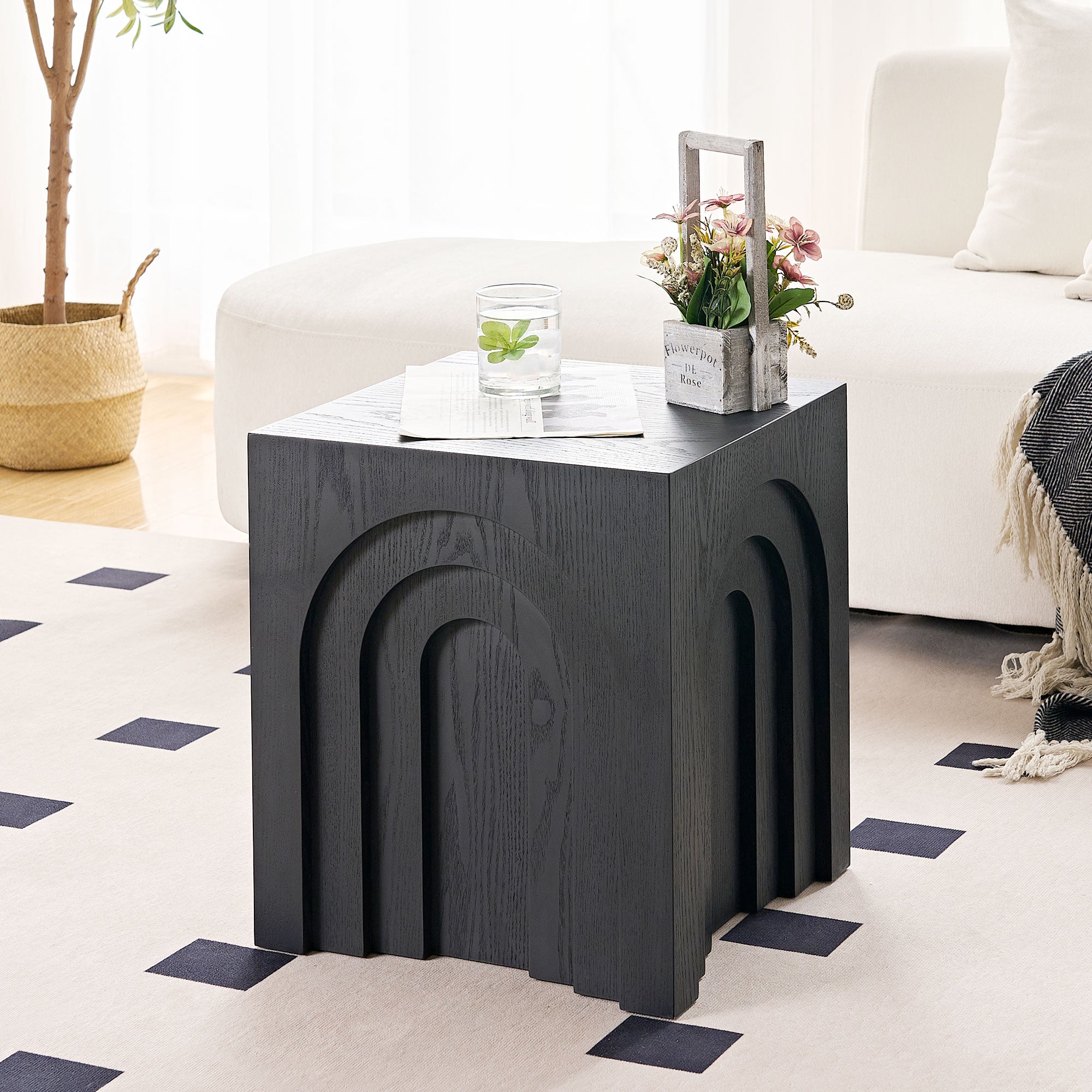 Square Side Table Small Coffee Table Accent Table Bedside Table for Living Room Bedroom