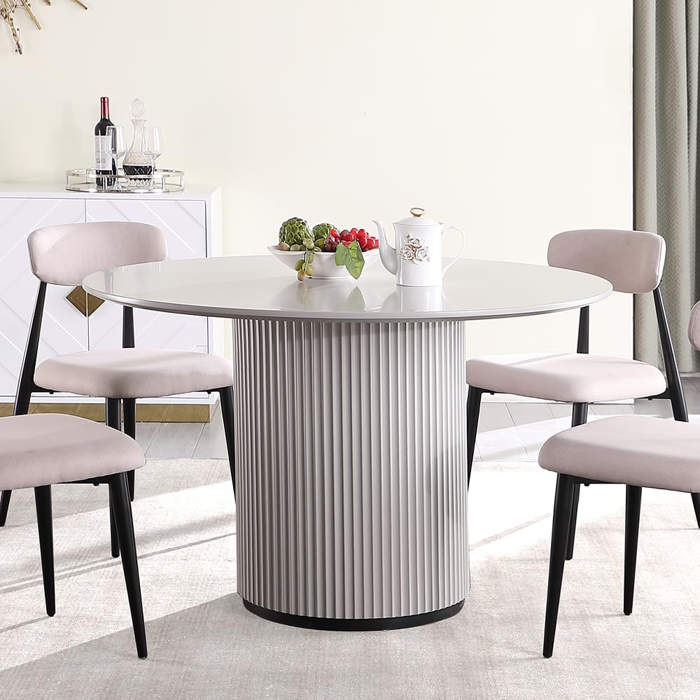 47.24" Round Wood Dining Table(Grey)