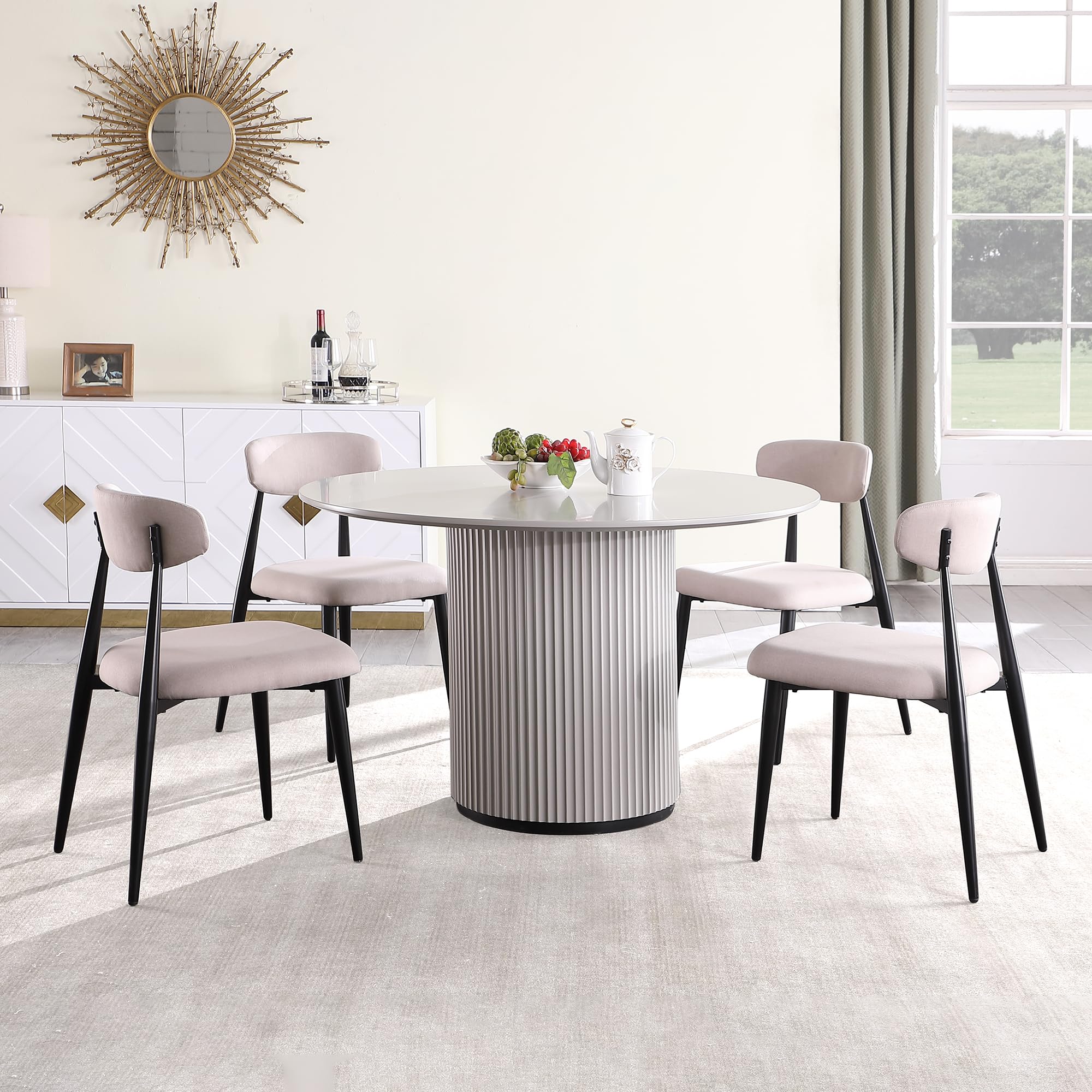 47.24" Round Wood Dining Table(Grey)