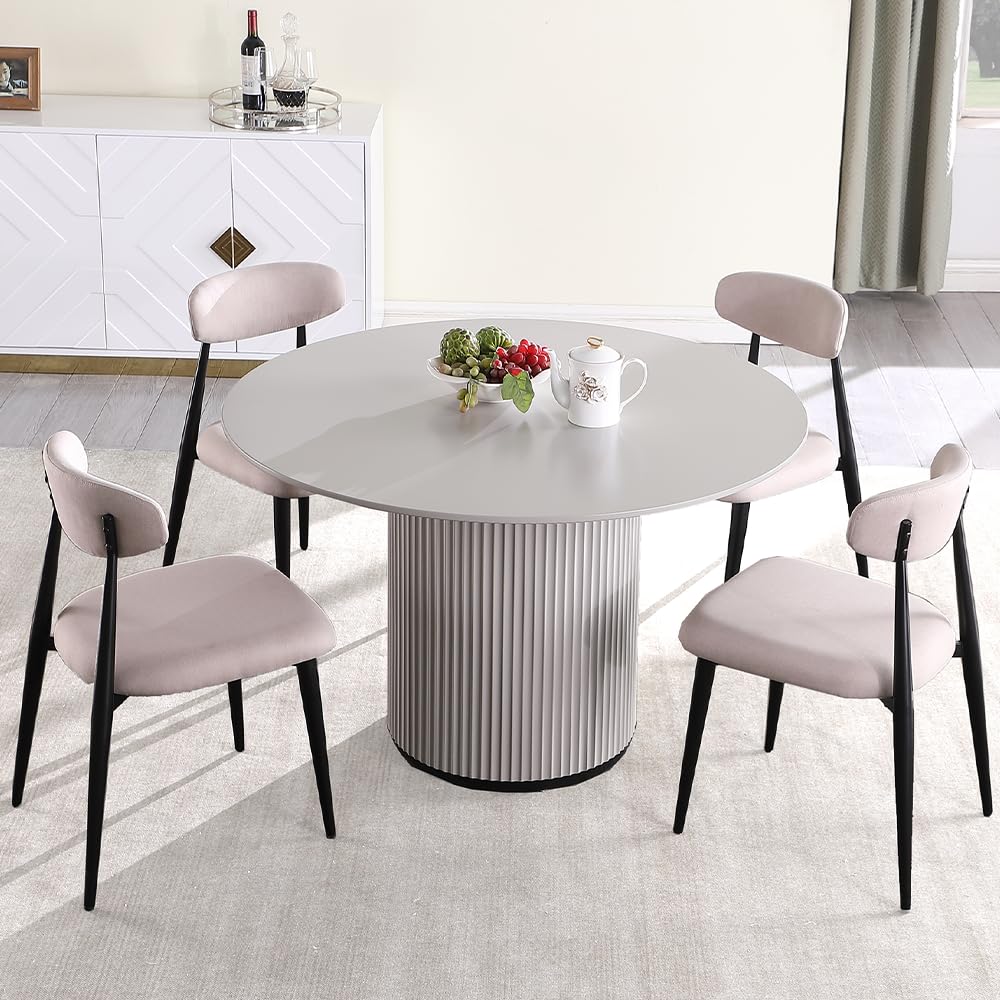47.24" Round Wood Dining Table(Grey)