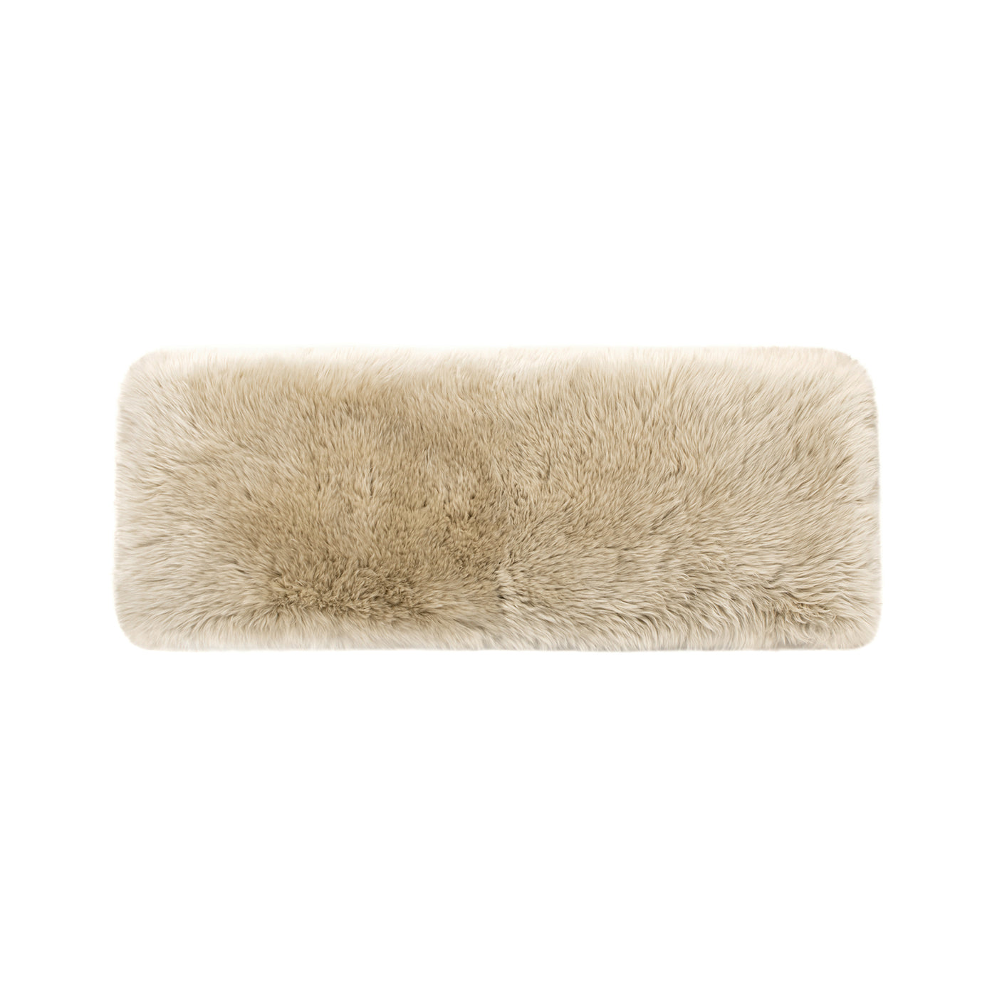 Sheepskin Fur Rectangular Accent Bench | 49" Genuine New Zealand Sheepskin – Natural Wood Frame, Cozy Entryway or Bedroom Bench