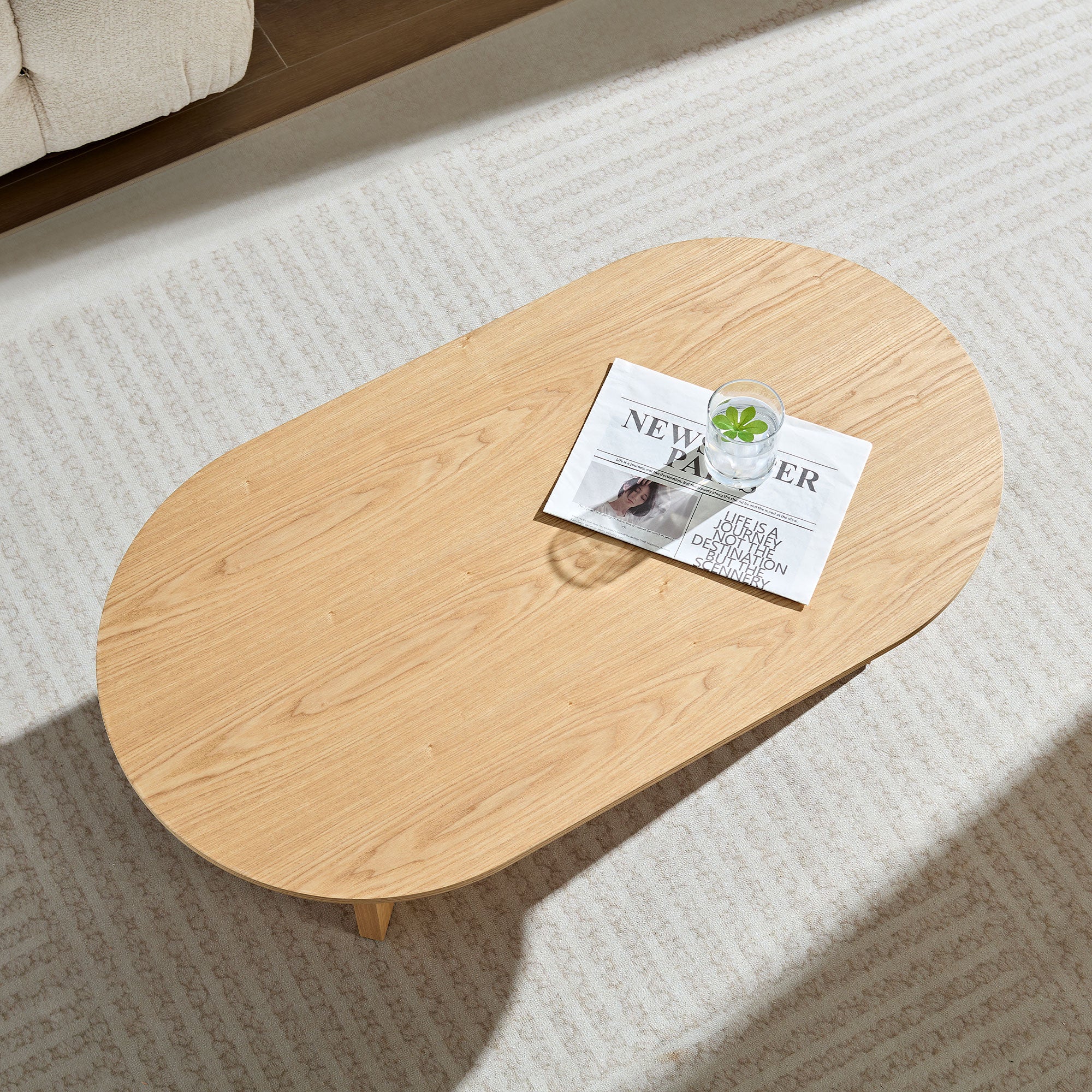 MDF Oval Coffee Table (39.37 Inches): Ideal for Contemporary Living Rooms