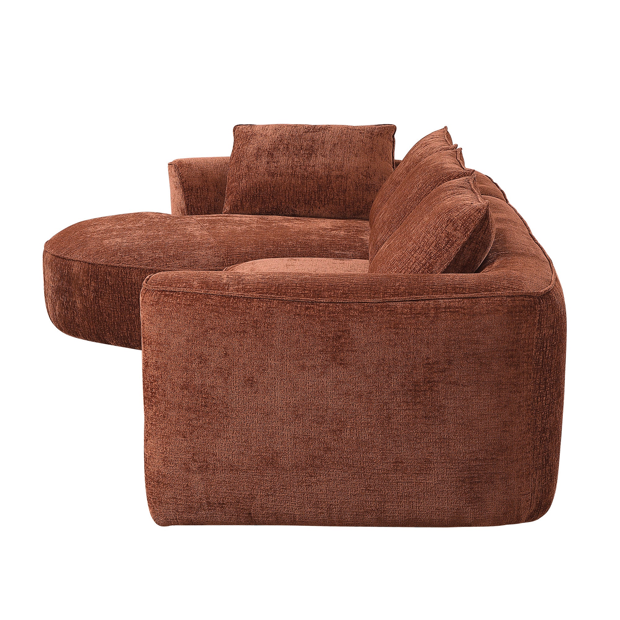 Rust Brown Chenille Sectional Sofa