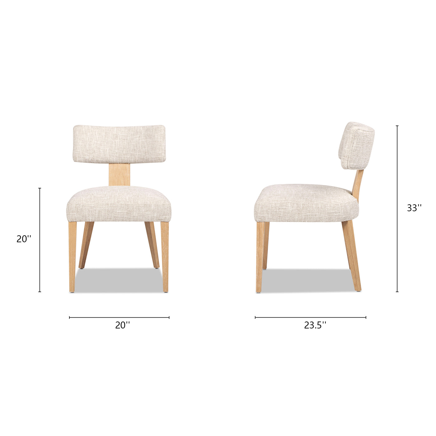 Back Upholstered Dining Side Chair, Set of 2, Travertine Beige Chenille