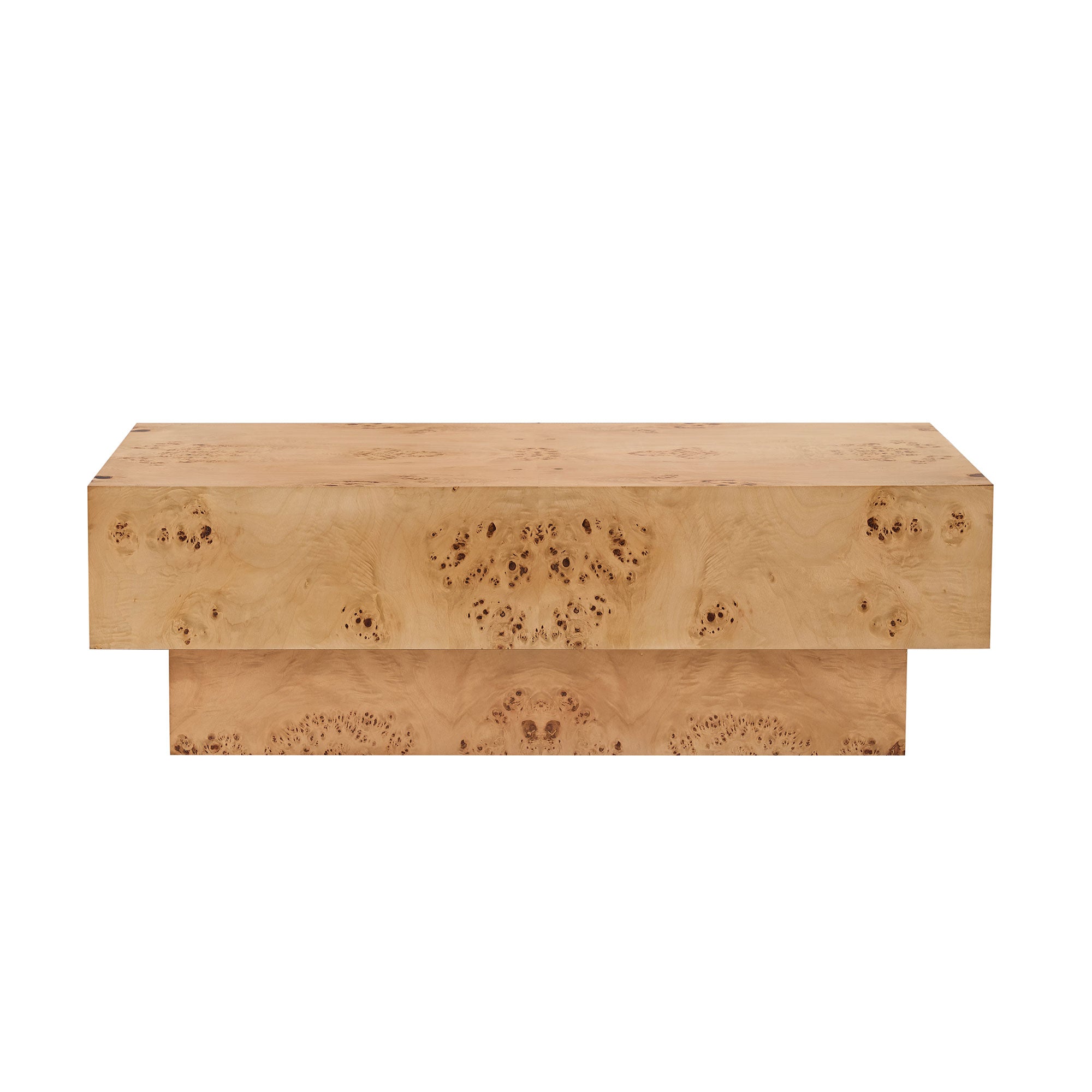 43.31 - Inch Rectangle Coffee Table in Mid - Century Style with Burl Wood Veneer
