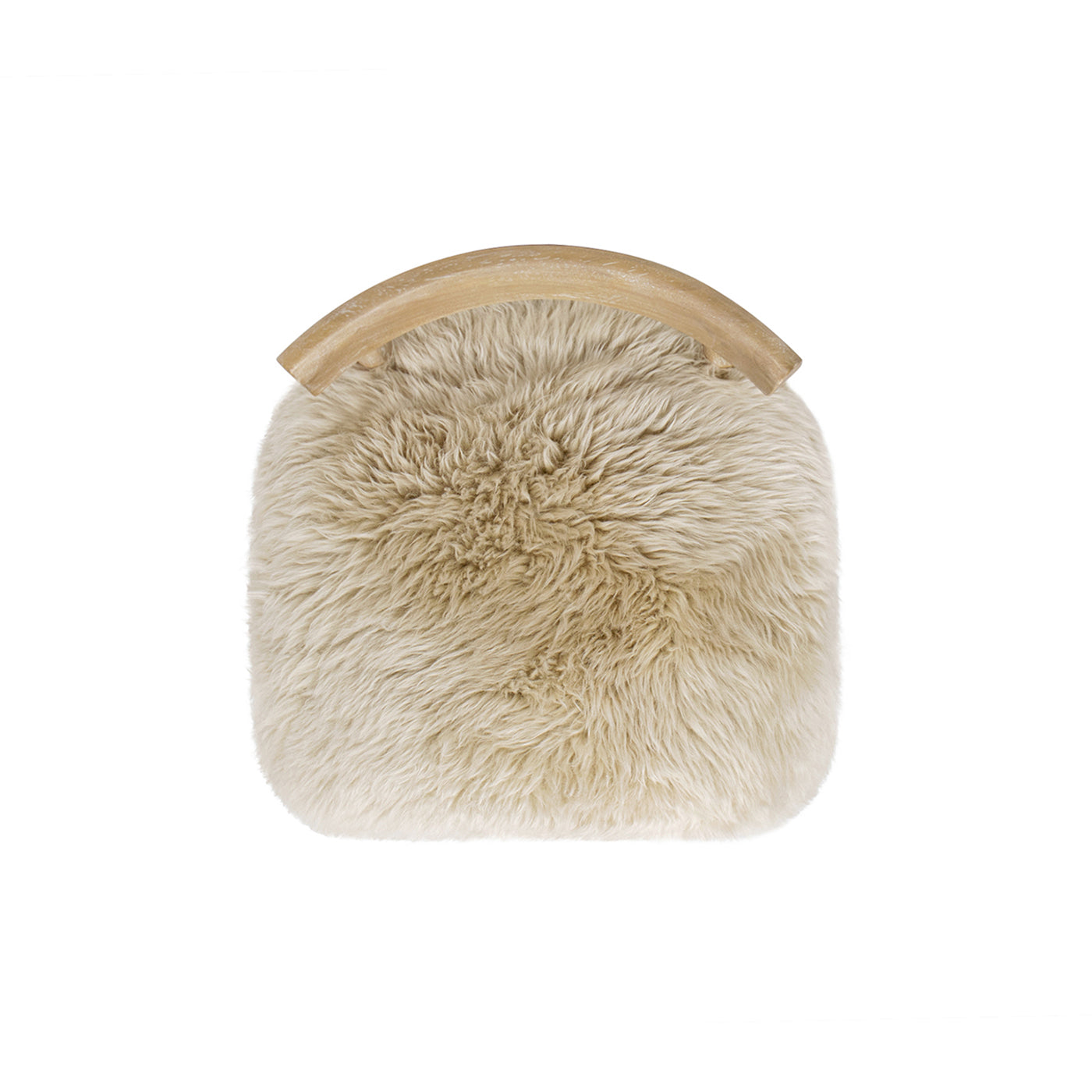 Genuine Fur Counter Height Bar Stool | Solid Wood Frame, Brass Footrest – New Zealand Sheepskin, Natural Light-Toned Finish