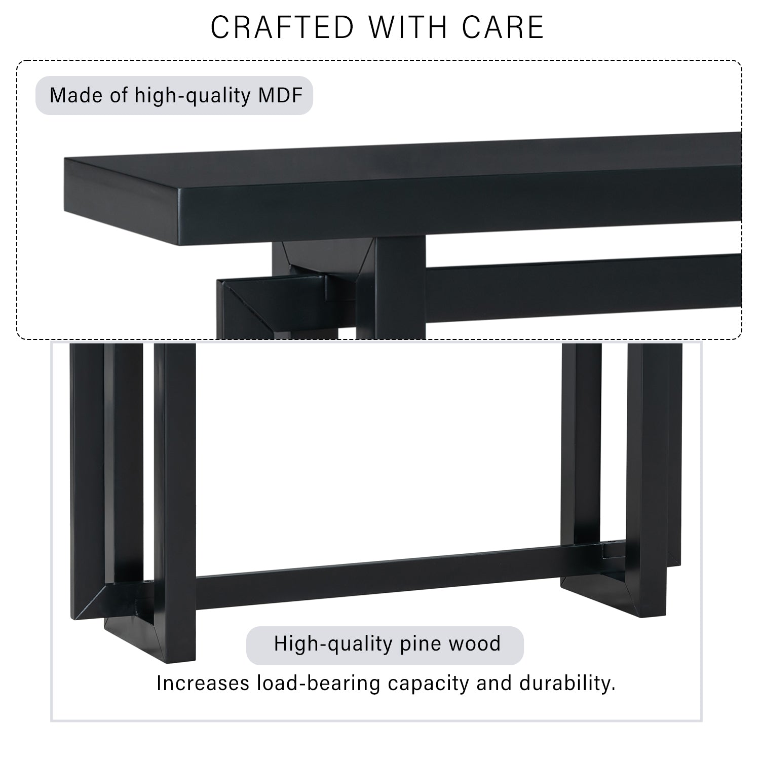 Contemporary Console Table with Wood Top