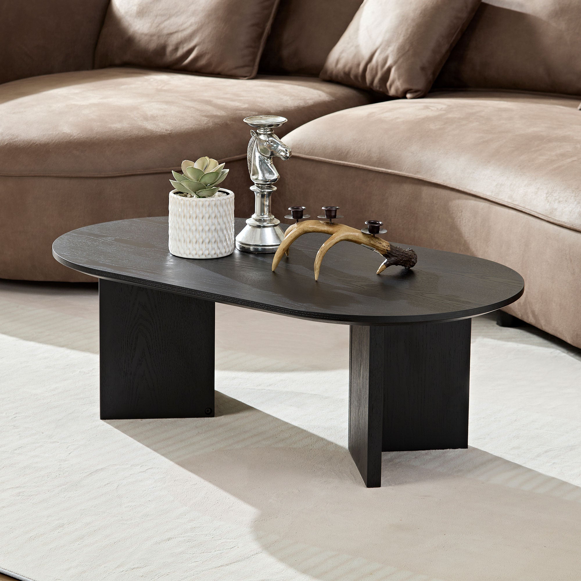 MDF Oval Coffee Table (39.37 Inches): Ideal for Contemporary Living Rooms