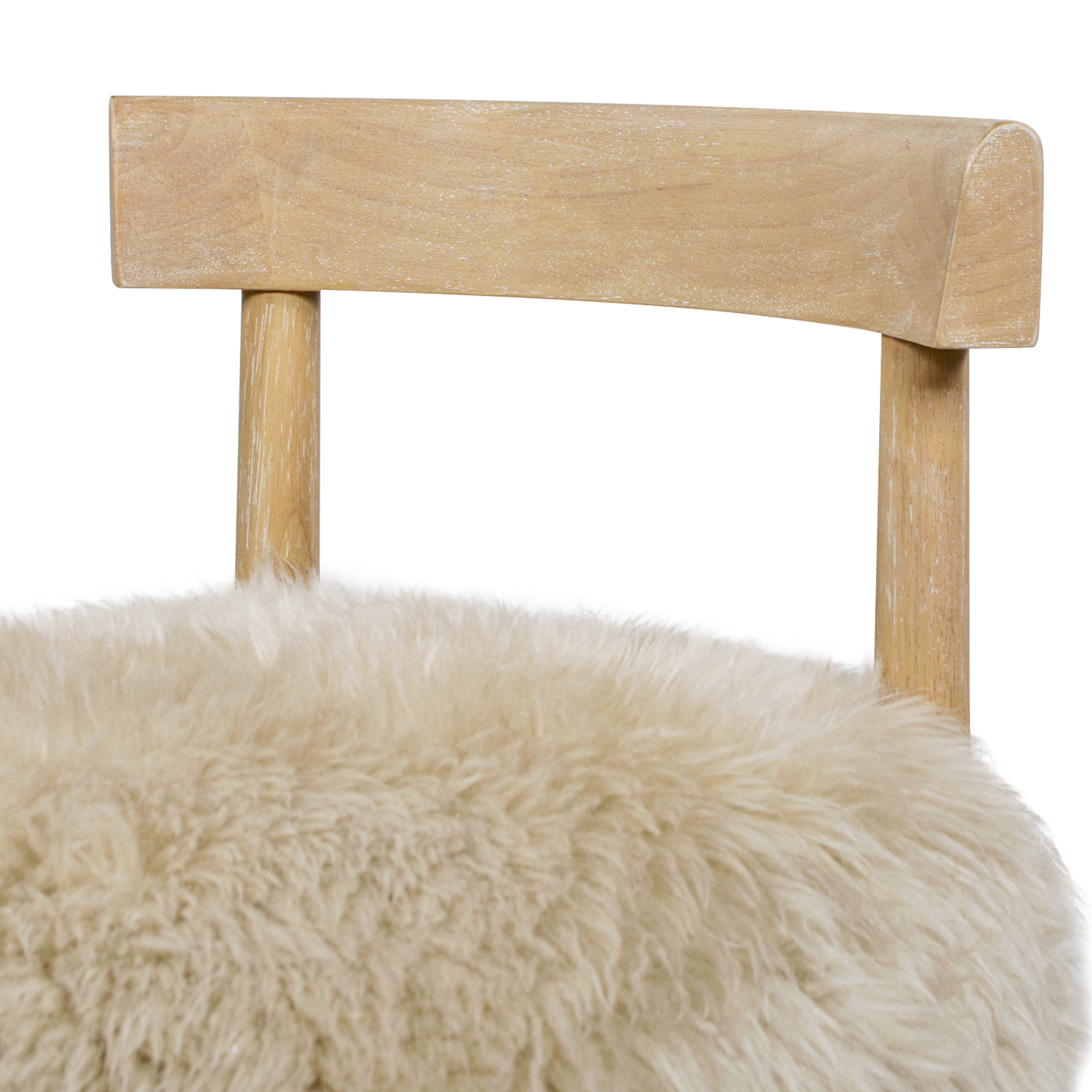 Genuine Fur Counter Height Bar Stool | Solid Wood Frame, Brass Footrest – New Zealand Sheepskin, Natural Light-Toned Finish