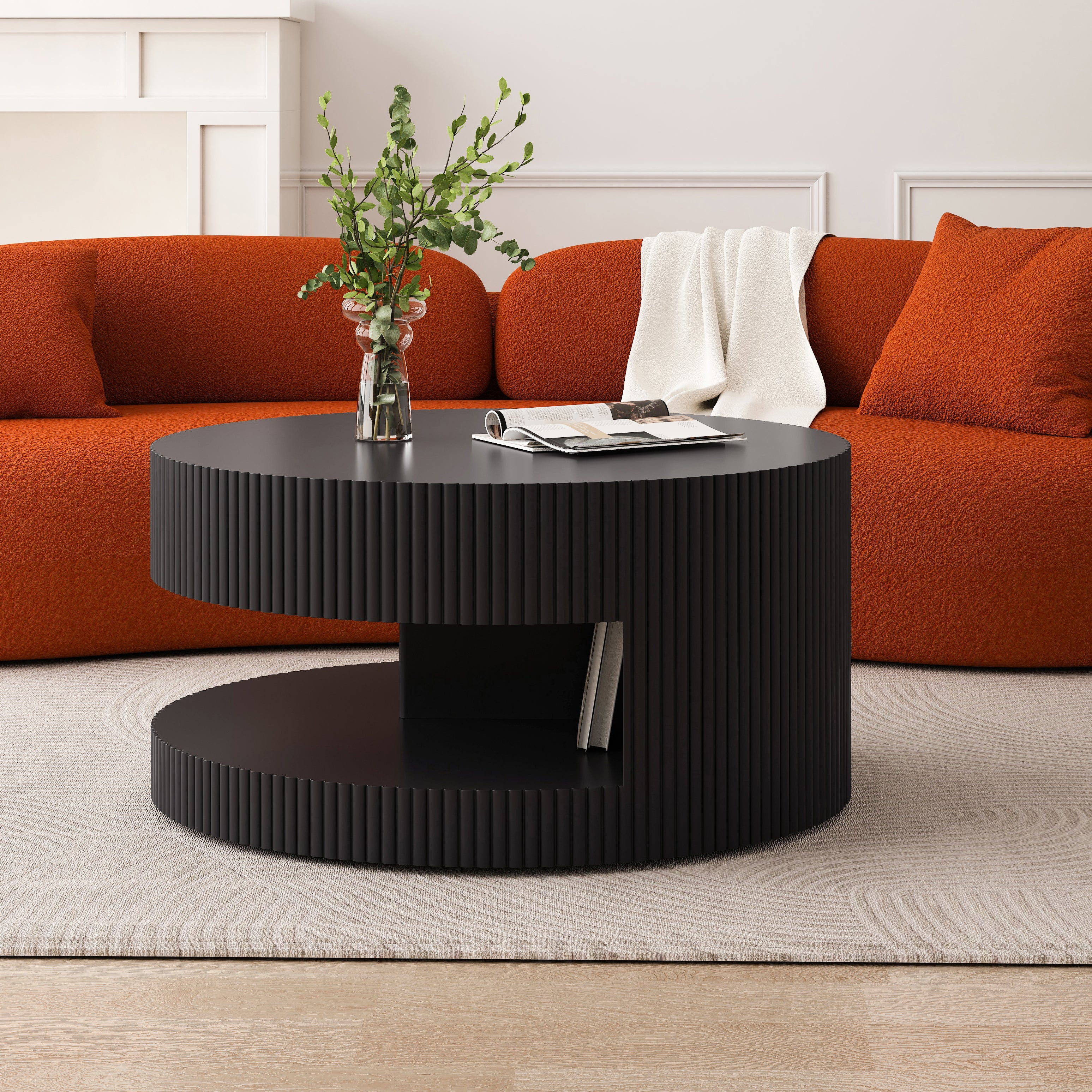 Living Room Coffee Table - 31.5'', Round with Storage