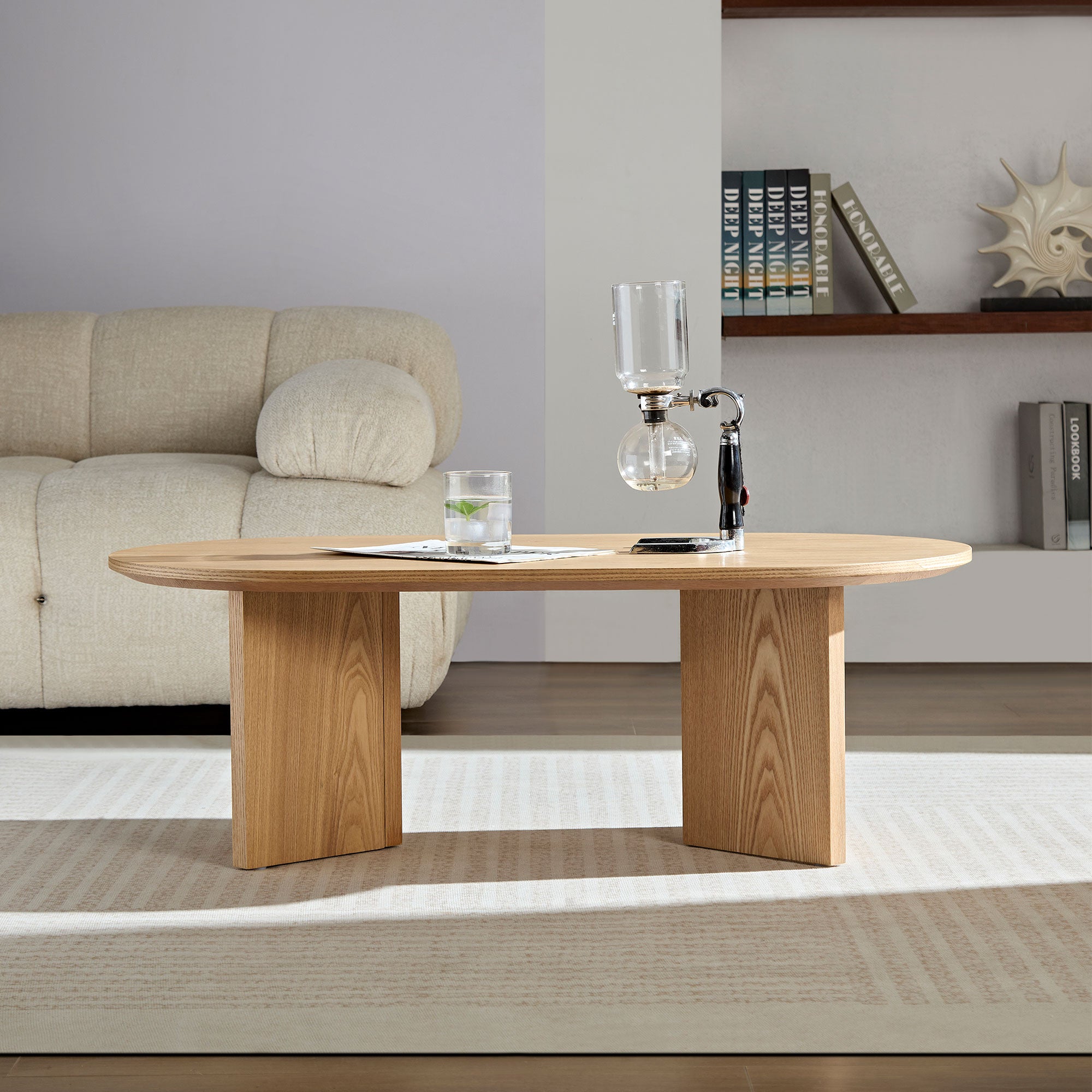 MDF Oval Coffee Table (39.37 Inches): Ideal for Contemporary Living Rooms