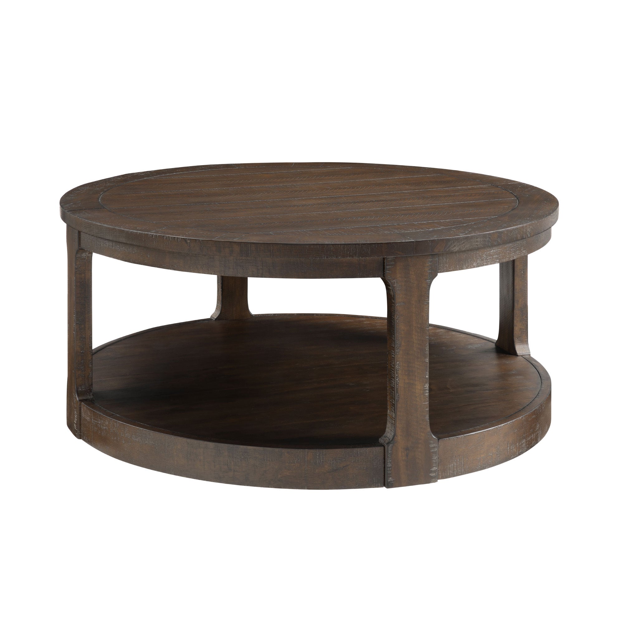 40 - inch 2 - Tier Traditional Round Wooden Coffee Table with Wheels