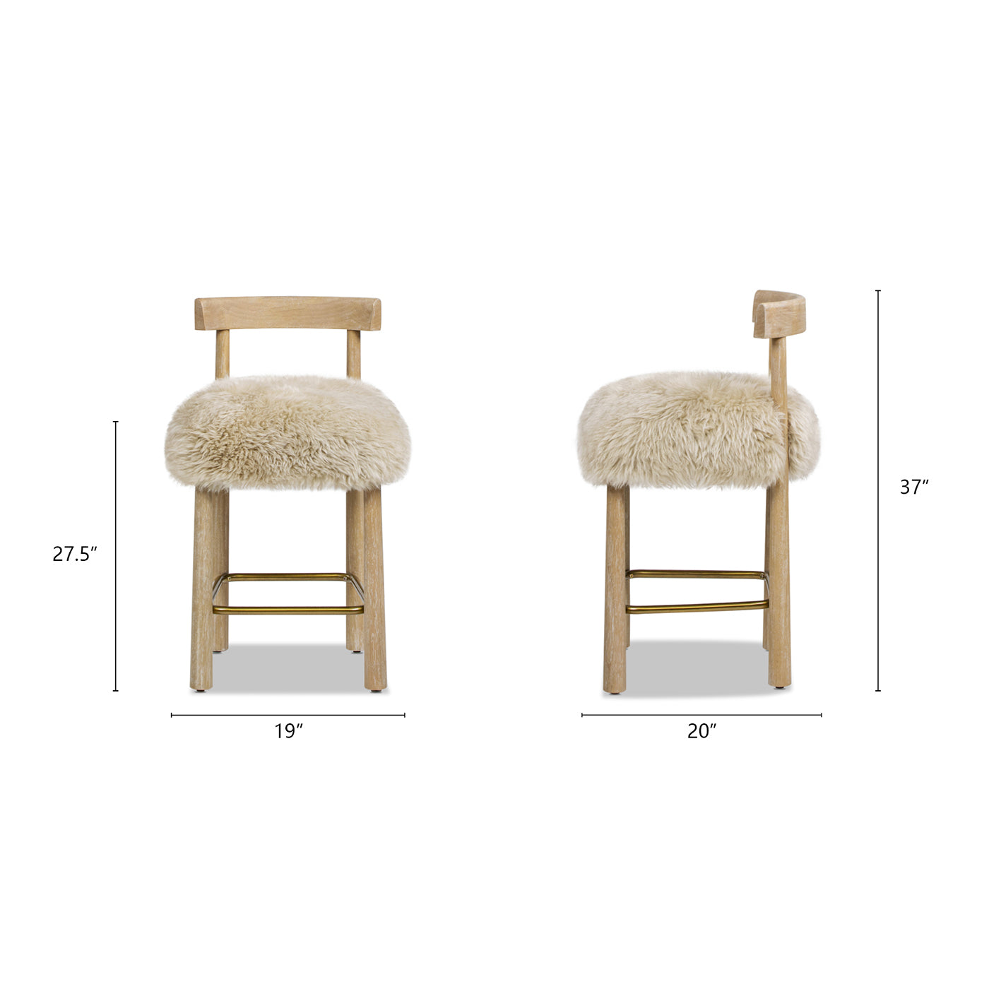Genuine Sheepskin Fur Split Back Natural Blonde Collection – Dining Chair, Bar Stool, Accent Arm Chair, Loveseat &amp; Ottoman