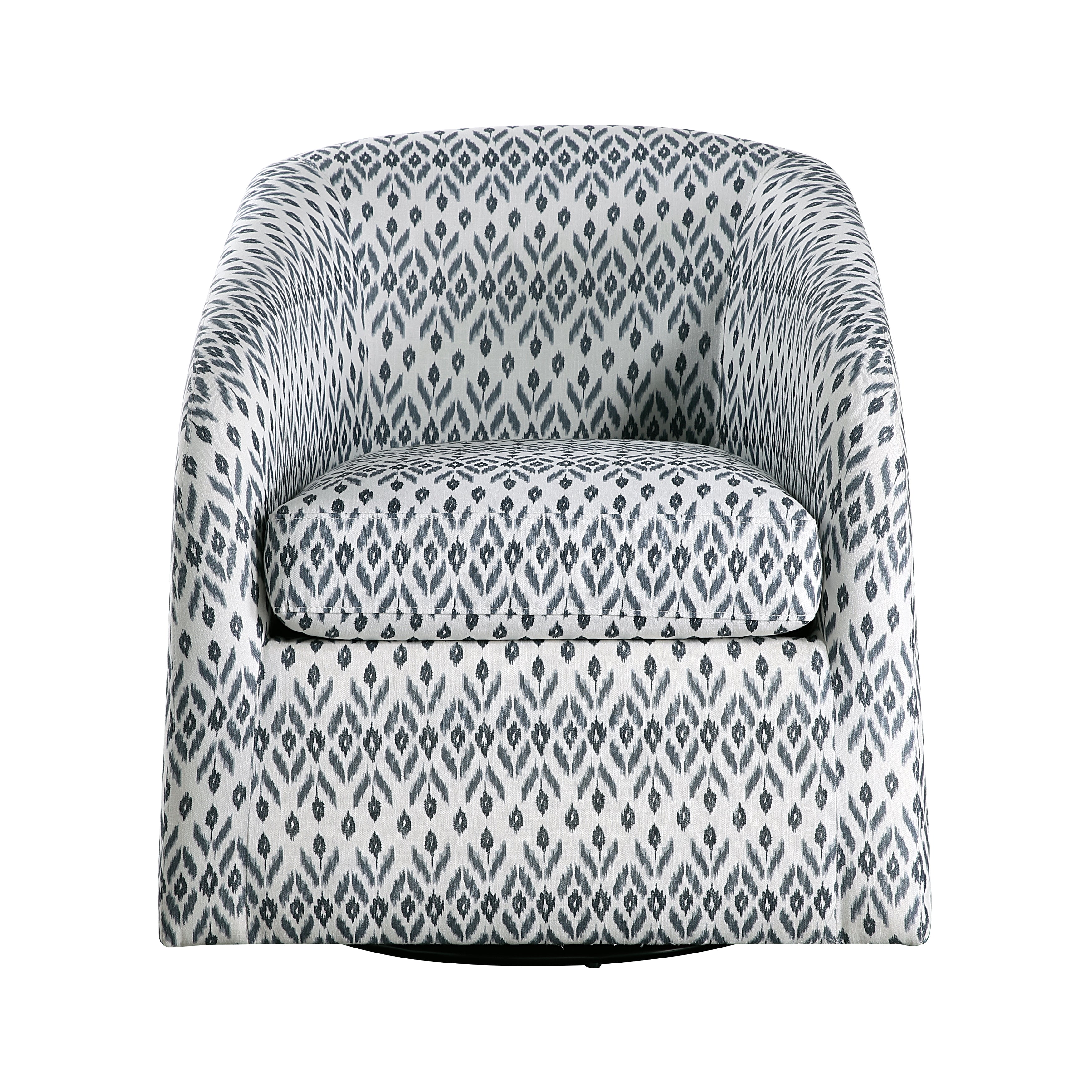 Cushion Seat Fully Upholstered Solid Wood Frame Metal Base Swivel Chair