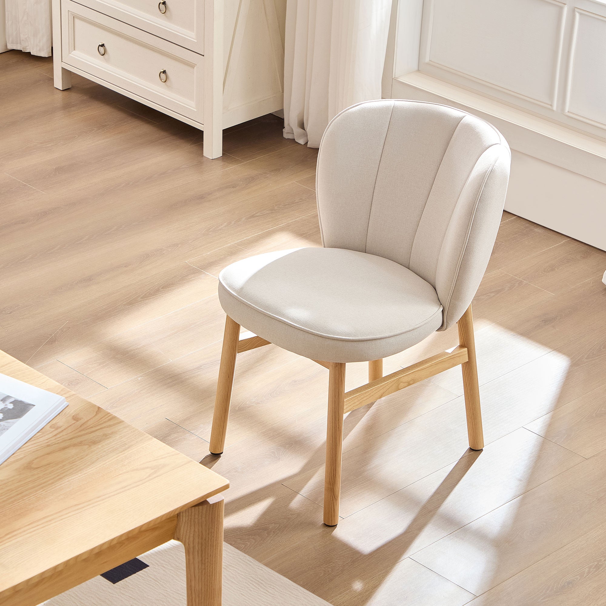 Ash Wood - Framed Shell Dining Chairs (Set of 2): Upholstered Elegance 2 Color