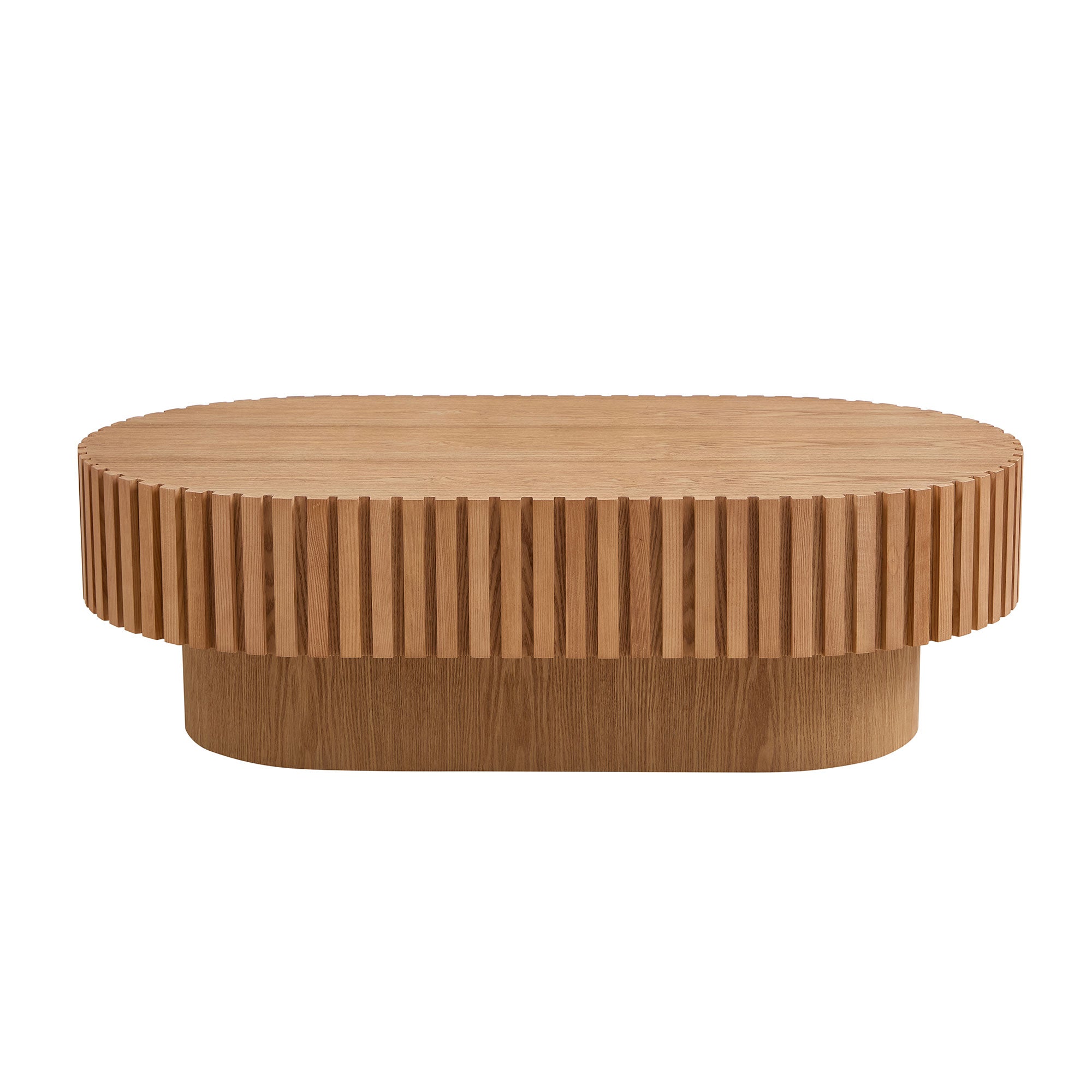 Small Wooden Oval Coffee Table: 43.70 Inches, Hand - crafted, Sturdy Pedestal 3 Color