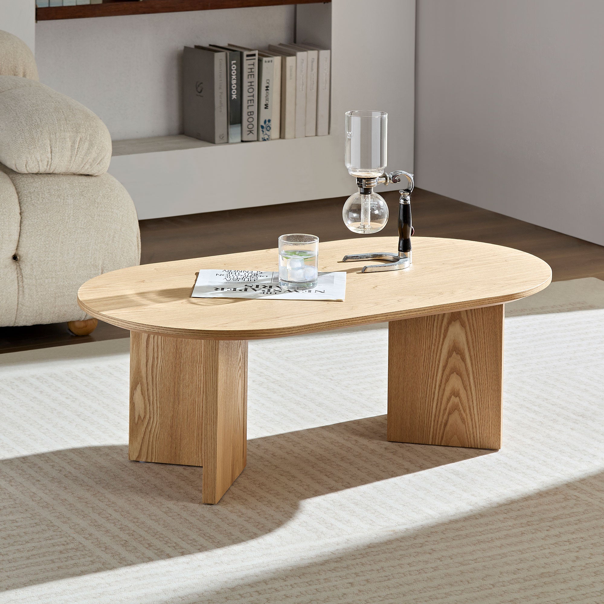 MDF Oval Coffee Table (39.37 Inches): Ideal for Contemporary Living Rooms