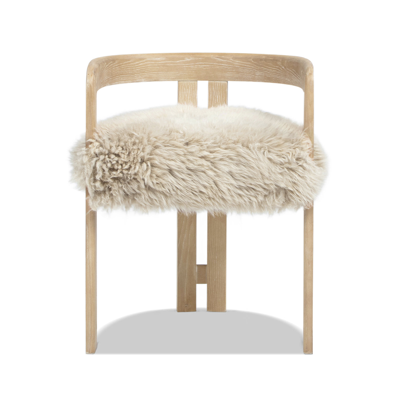 Low Back Genuine Fur Dining Chair | Solid Ash Wood Frame, New Zealand Sheepskin – Natural Blonde Finish, Versatile Accent Chair