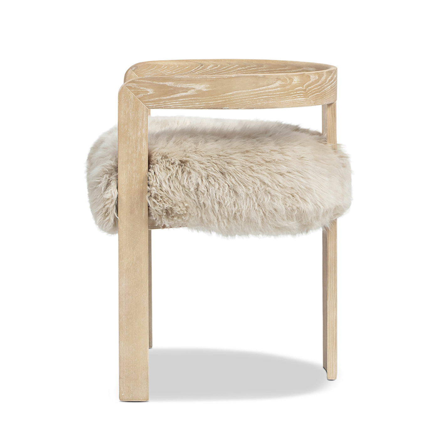 Low Back Genuine Fur Dining Chair | Solid Ash Wood Frame, New Zealand Sheepskin – Natural Blonde Finish, Versatile Accent Chair