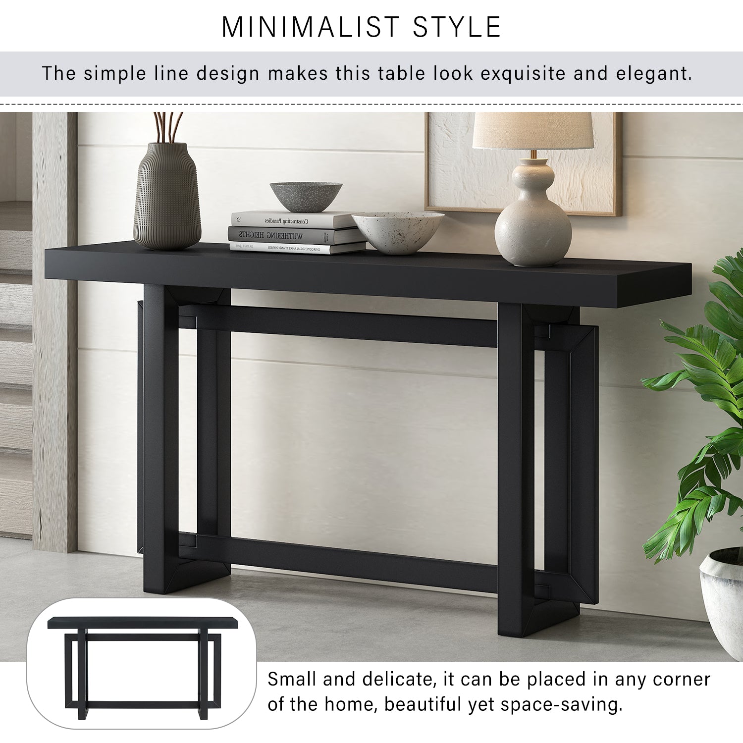 Contemporary Console Table with Wood Top
