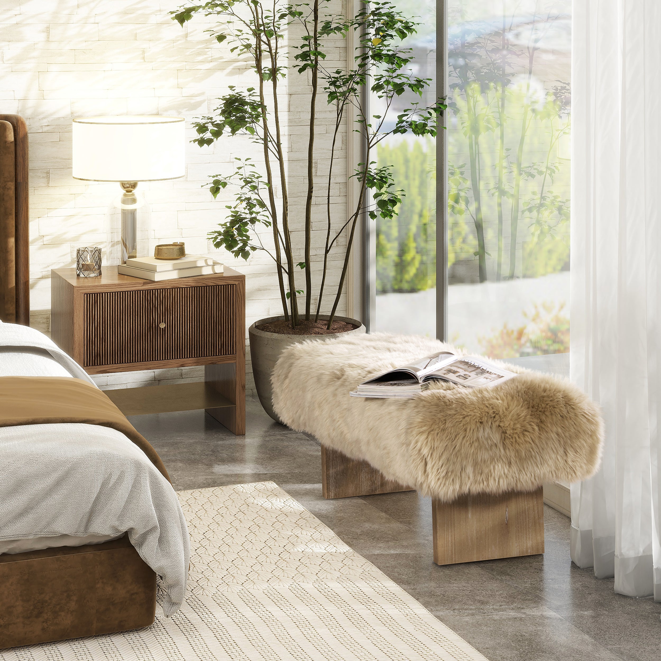 Genuine Sheepskin Fur Split Back Natural Blonde Collection – Dining Chair, Bar Stool, Accent Arm Chair, Loveseat &amp; Ottoman