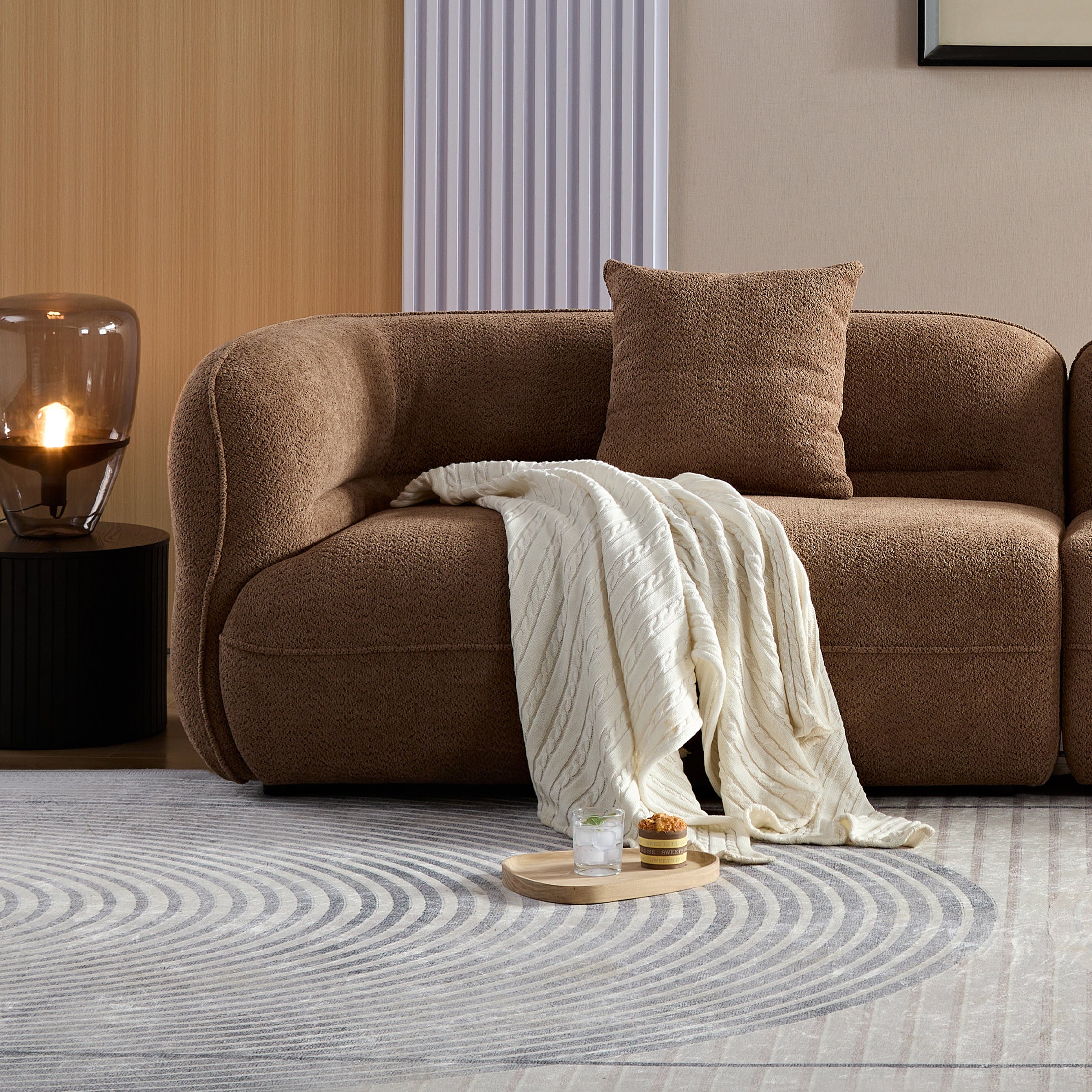 White Sectional Sofa: Durable Fabric, Solid Wood Frame - Ideal for Living Room