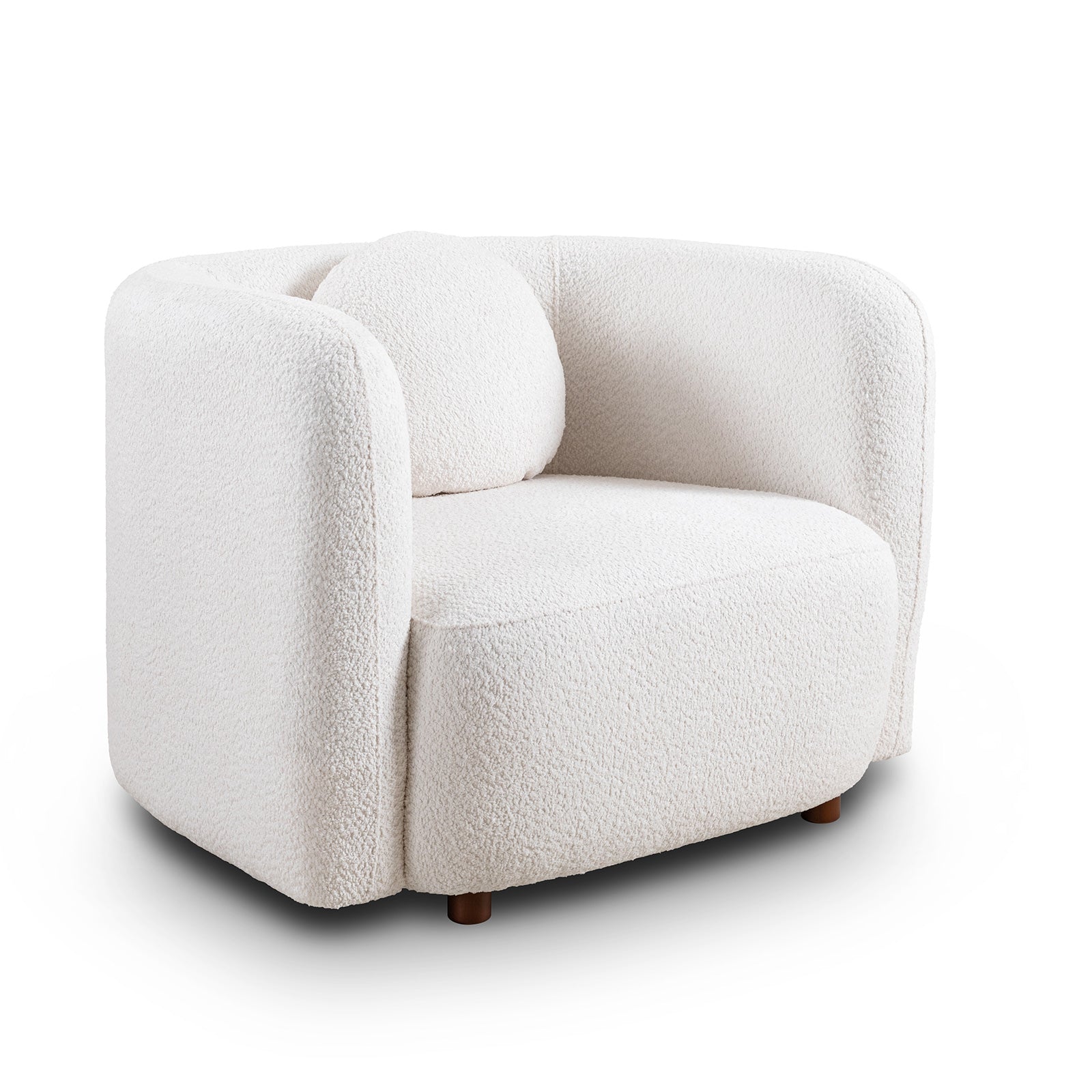 Living Room Armchair: Boucle Upholstered Single Cloud Couch in Japandi Style