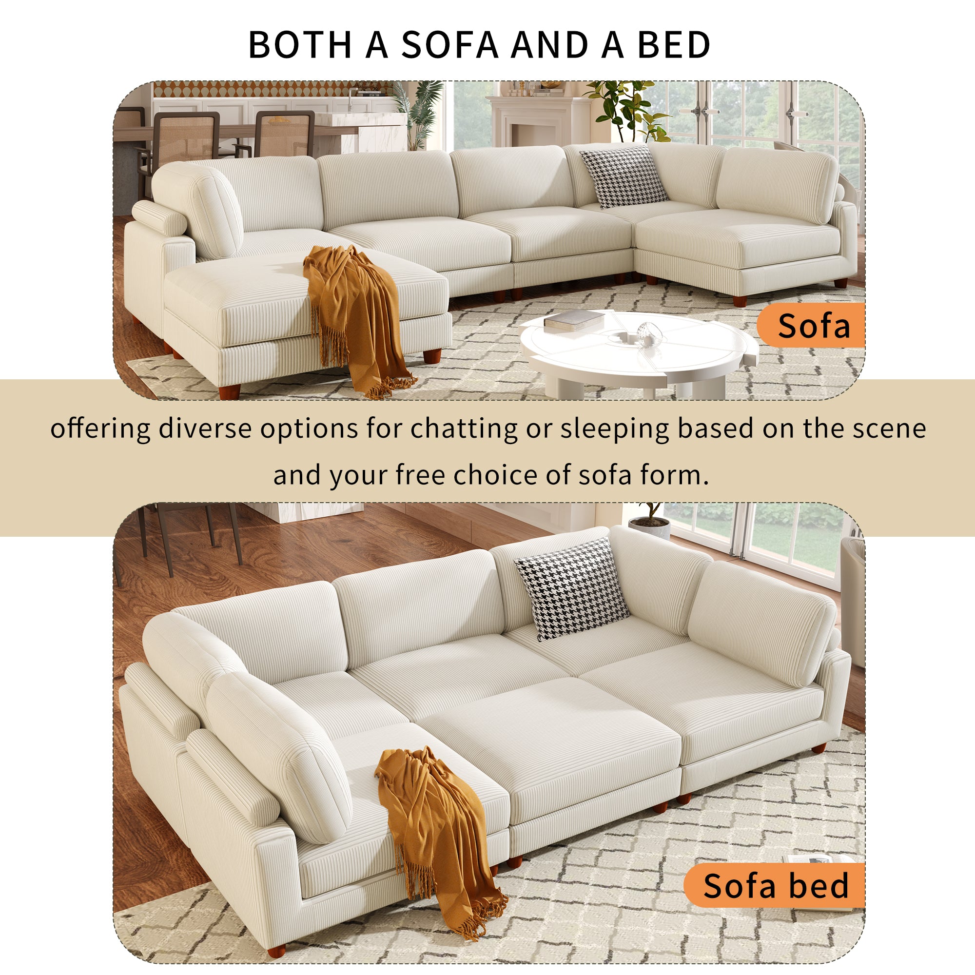 163''Modular Sectional Sofa,with Ottoman
