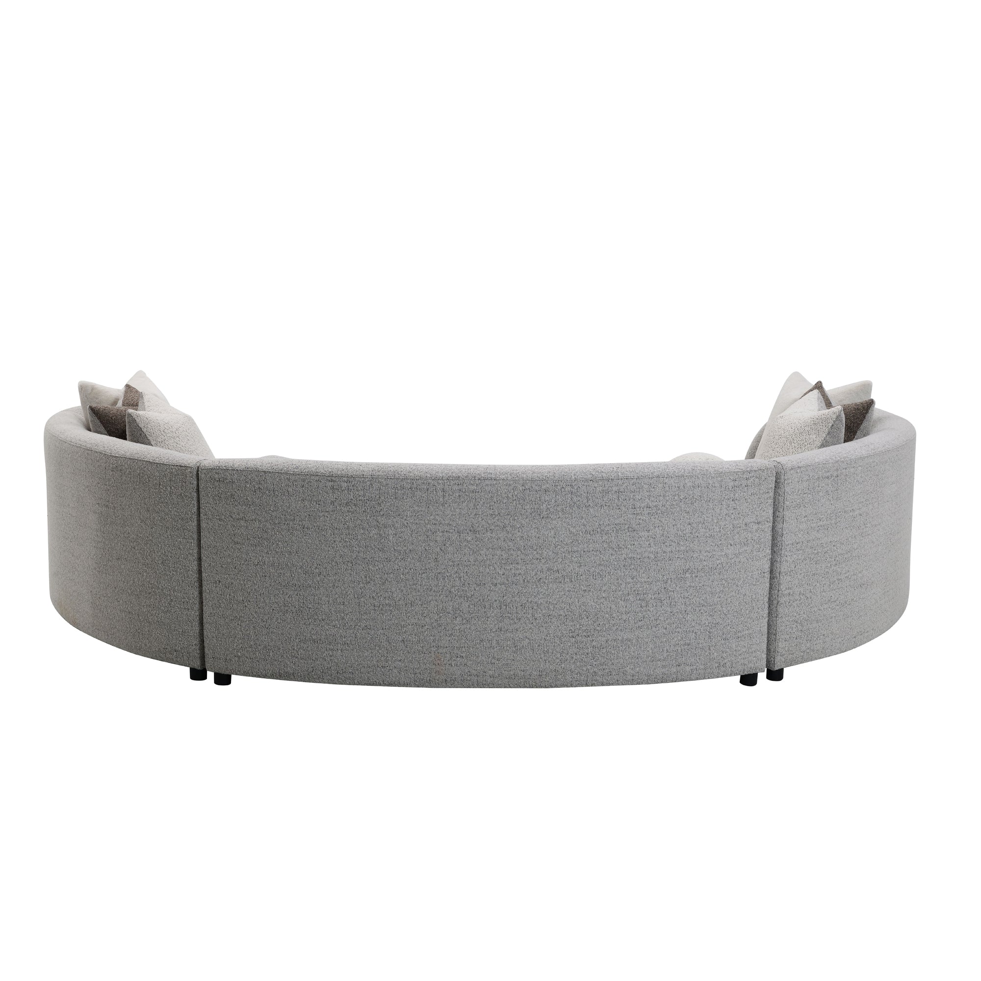 Gray Boucle Sectional Sofa With 9 Pillows