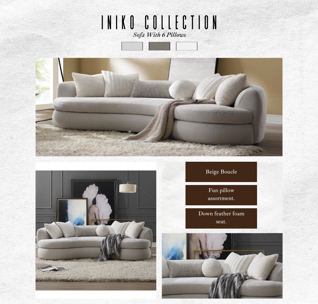 Plush beige couch in the shape of cashews