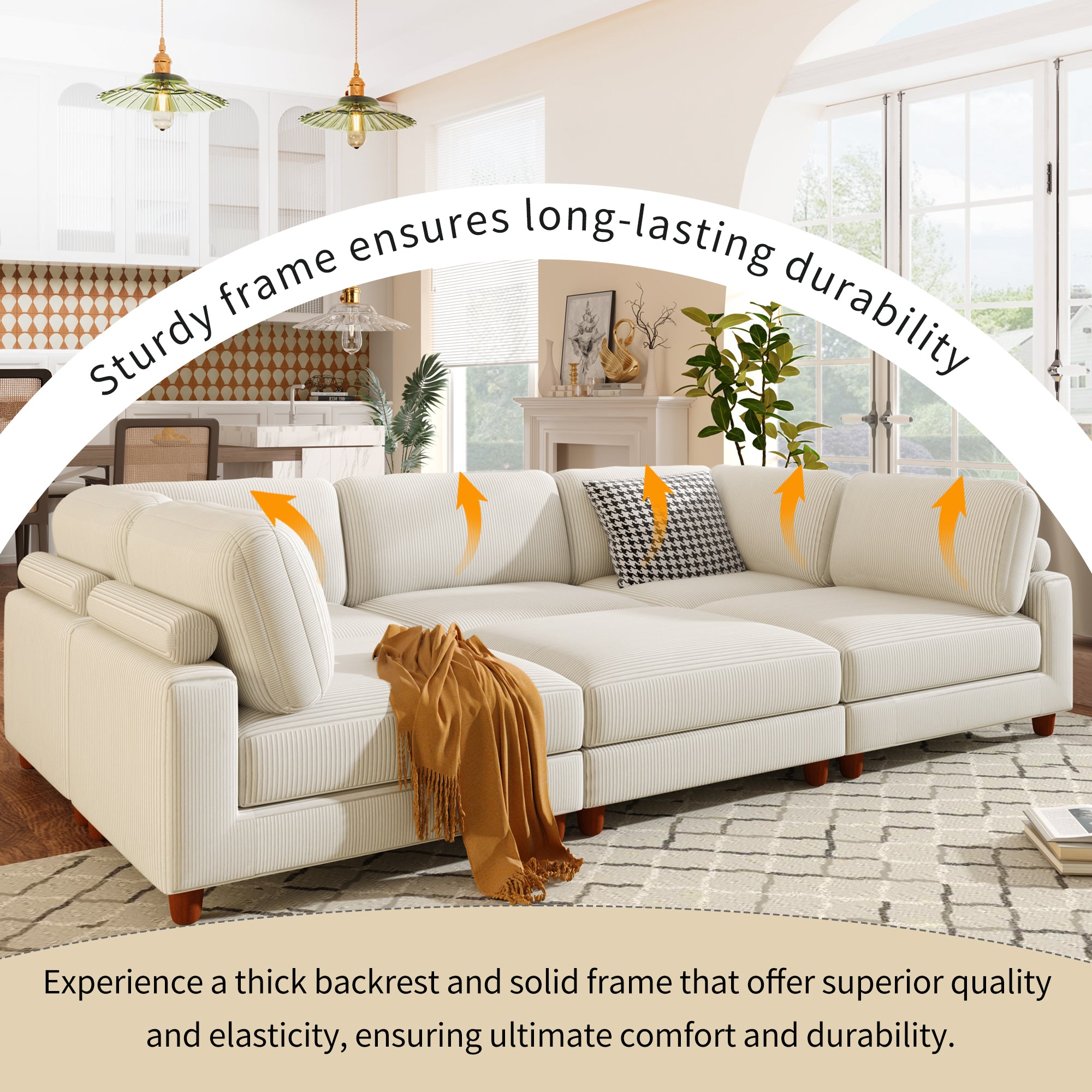 163''Modular Sectional Sofa,with Ottoman