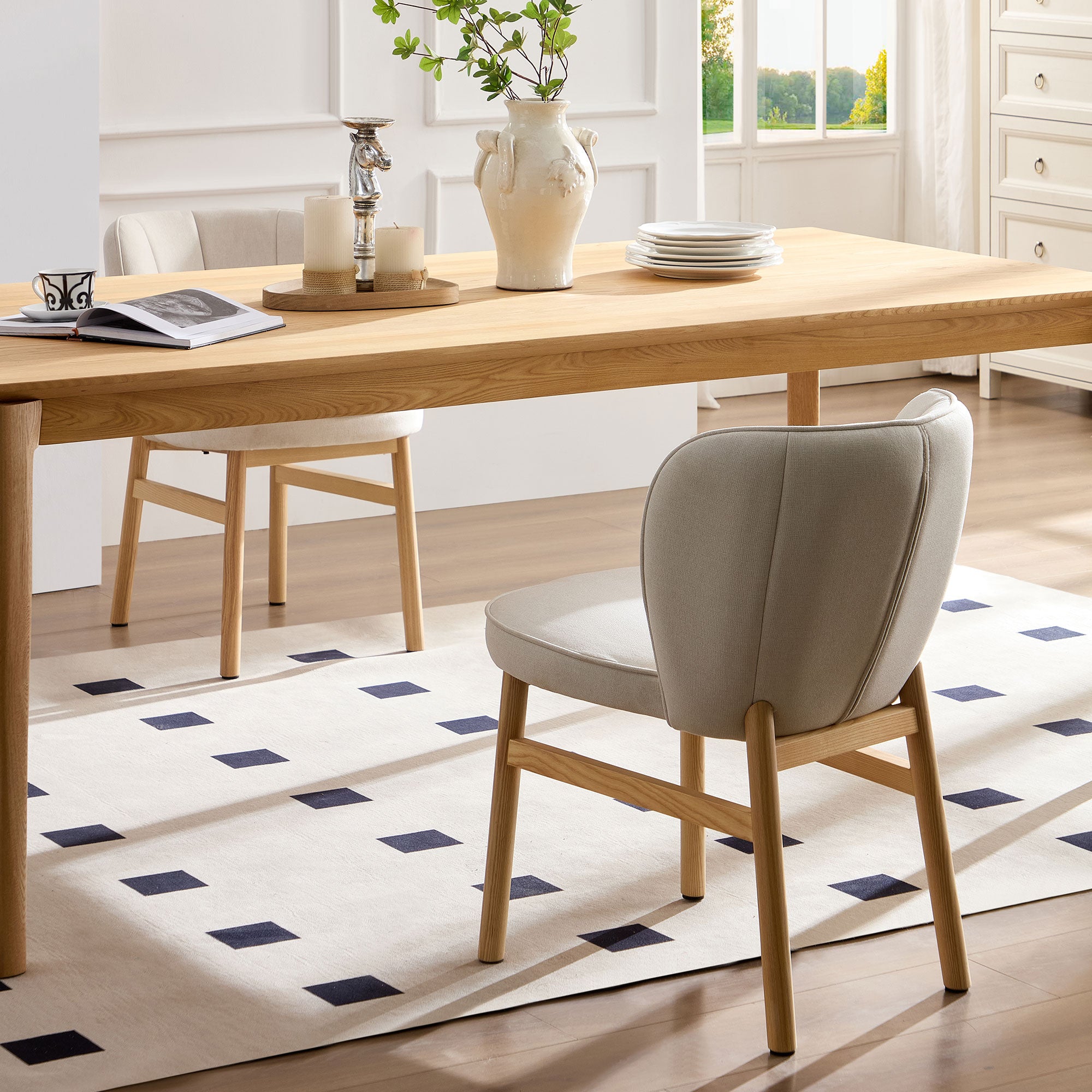Ash Wood - Framed Shell Dining Chairs (Set of 2): Upholstered Elegance 2 Color