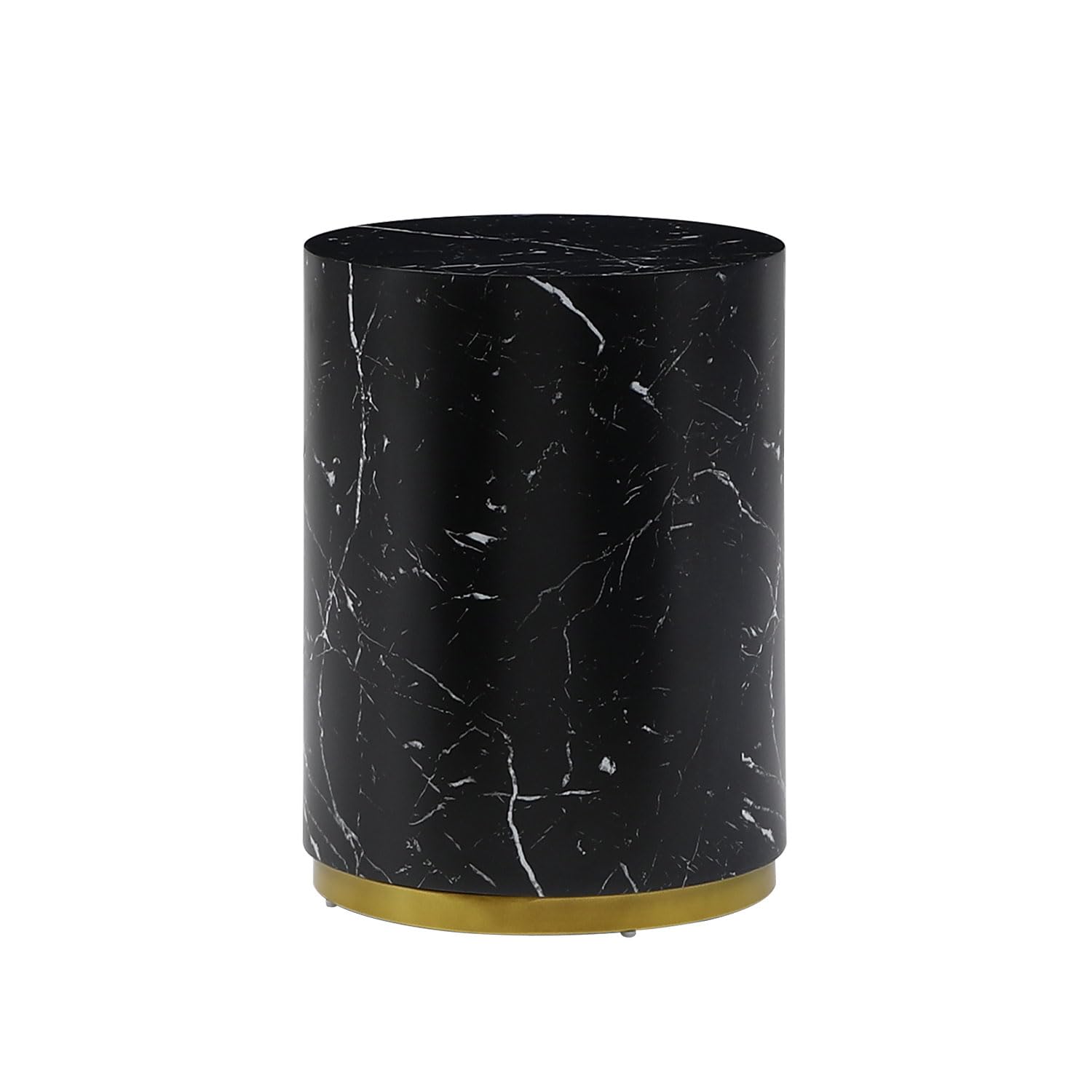 Wood End Table with Gold Rim Bottom & Marble Texture