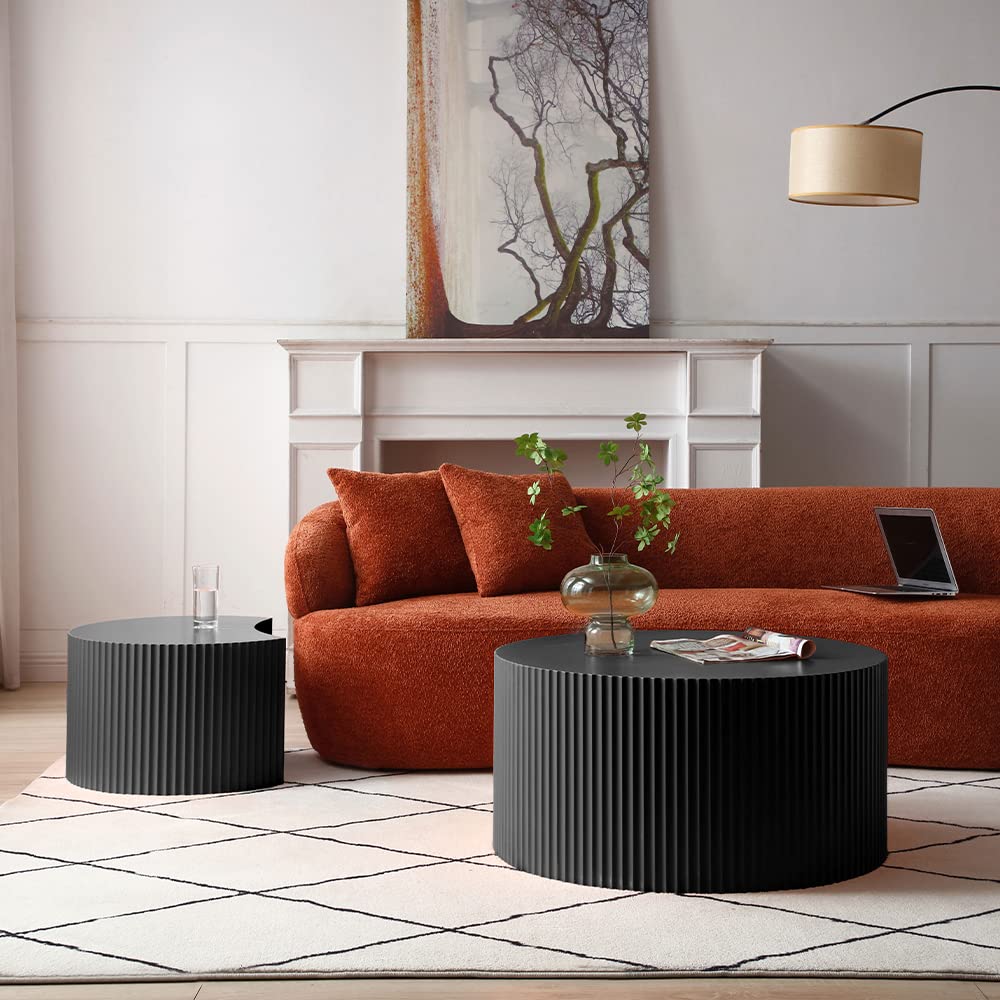 Nesting Coffee Table Set of 2(Crescent Neating-black)